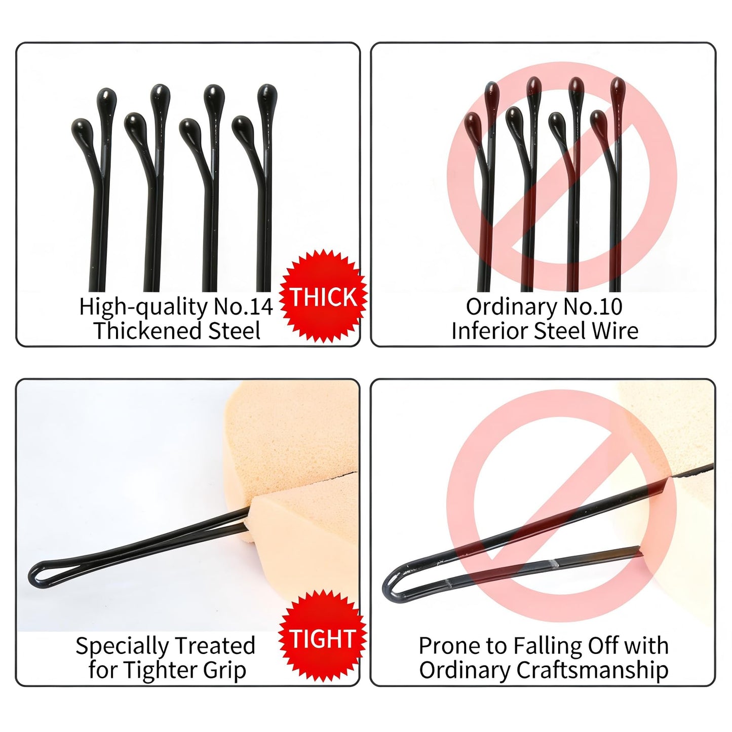 DEFENSUN 150 Pcs Silver U-Shaped Hair Pins, 2.75 Inch Strong Hold Bun Pins for French Twists, Non-Slip Premium Hairpins with Storage Box for Women Girls Thin Thick Hair Updo Braid Wig