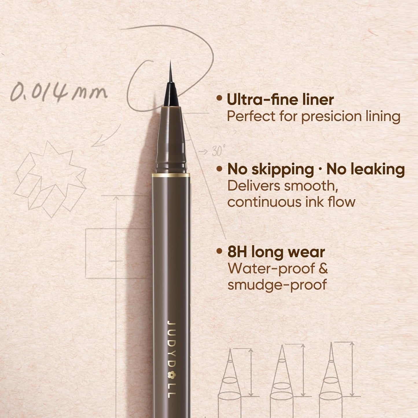 Ultra-Fine Liquid Eyeliner - Precision Tip, Smudge-Proof & Waterproof | Ideal for Hooded Eyes (#01 Black)