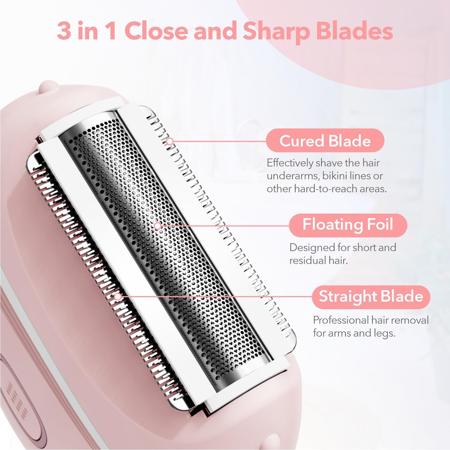 XYOUWEI Women Electric Shaver, Rechargeable Wet and Dry Use Electric Razor for Women, Body Hair Trimmer for Bikini Underarm Leg Arm Body Face Private Area