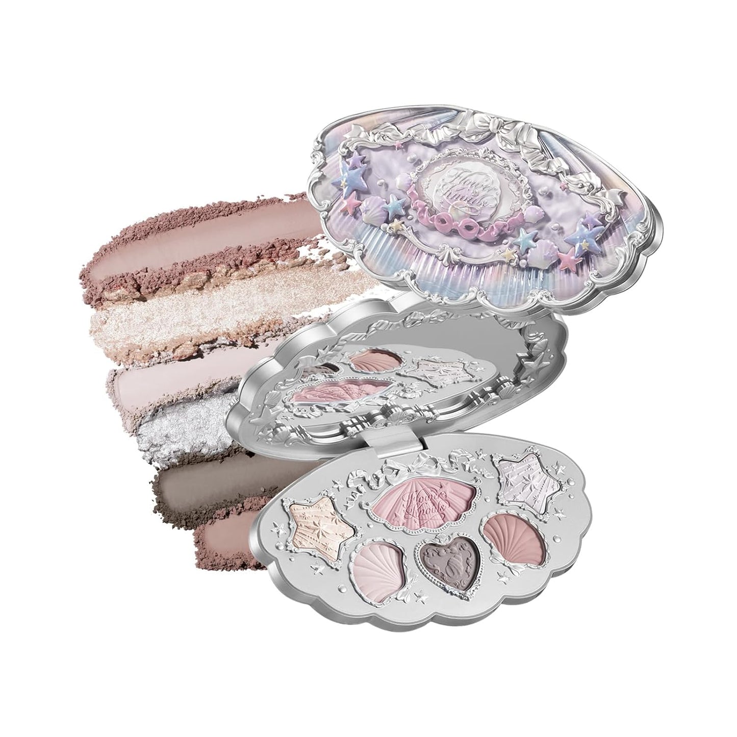 Flower Knows 6-Color Makeup Palette - Nude Pink with 4 Matte & 2 Shimmer Shades | 0.23 Oz (01 Moonlight Pearl)
