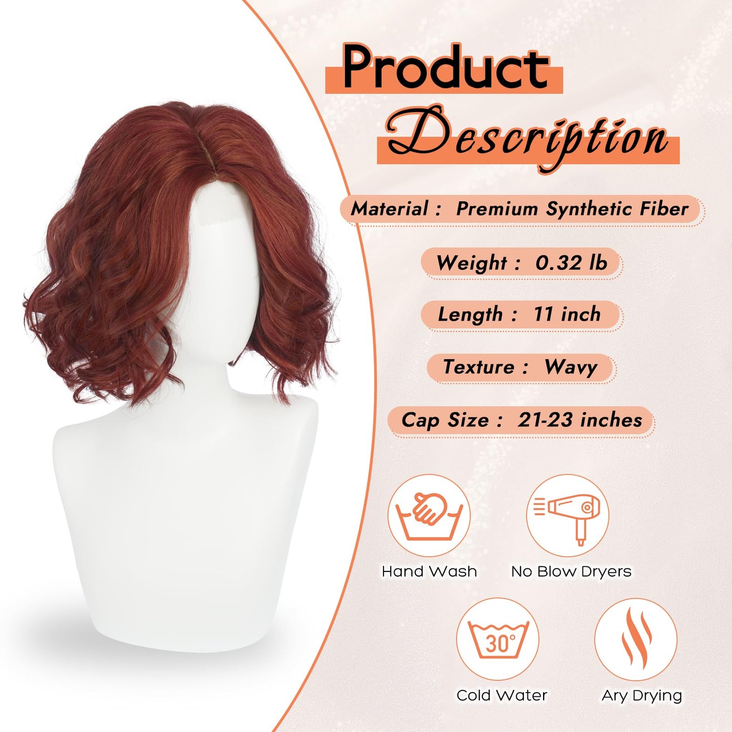 Haloo Burgundy Bob Wig for Women Lace Front Hairline Short Soft Wavy Curly Natural Looking Middle Part Synthetic Hair Wigs for Daily Party, 11 Inch
