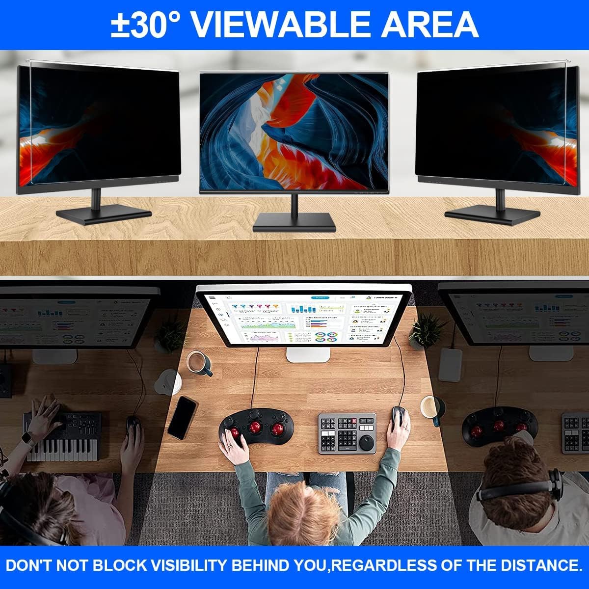 27" Computer Privacy Screen Filter - Anti-Glare Widescreen Monitor Protector | 16:9 Aspect Ratio, 2-Pack