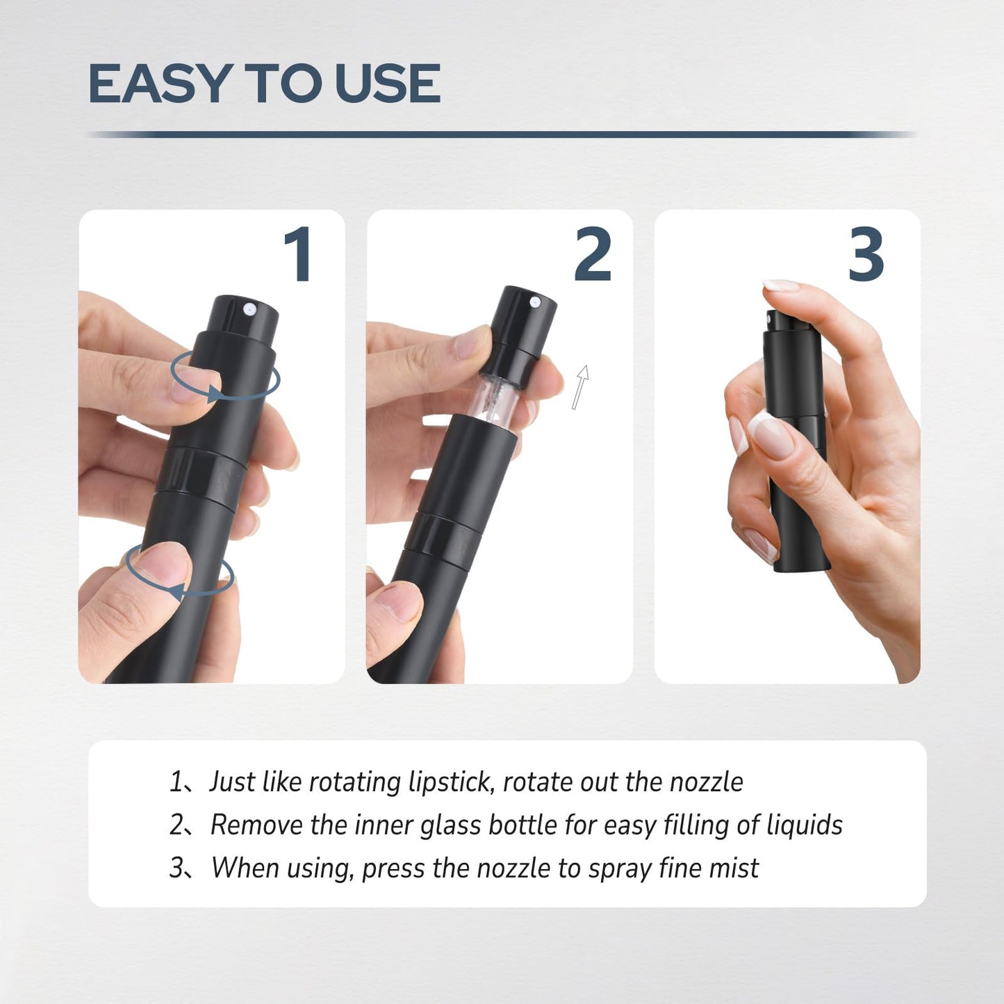 Fusupak Perfume Atomizer Travel Bottle Refillable: Cologne Sprayer Portable for Men - Mini Spray Empty for Refill - 8ml Small Size Blue