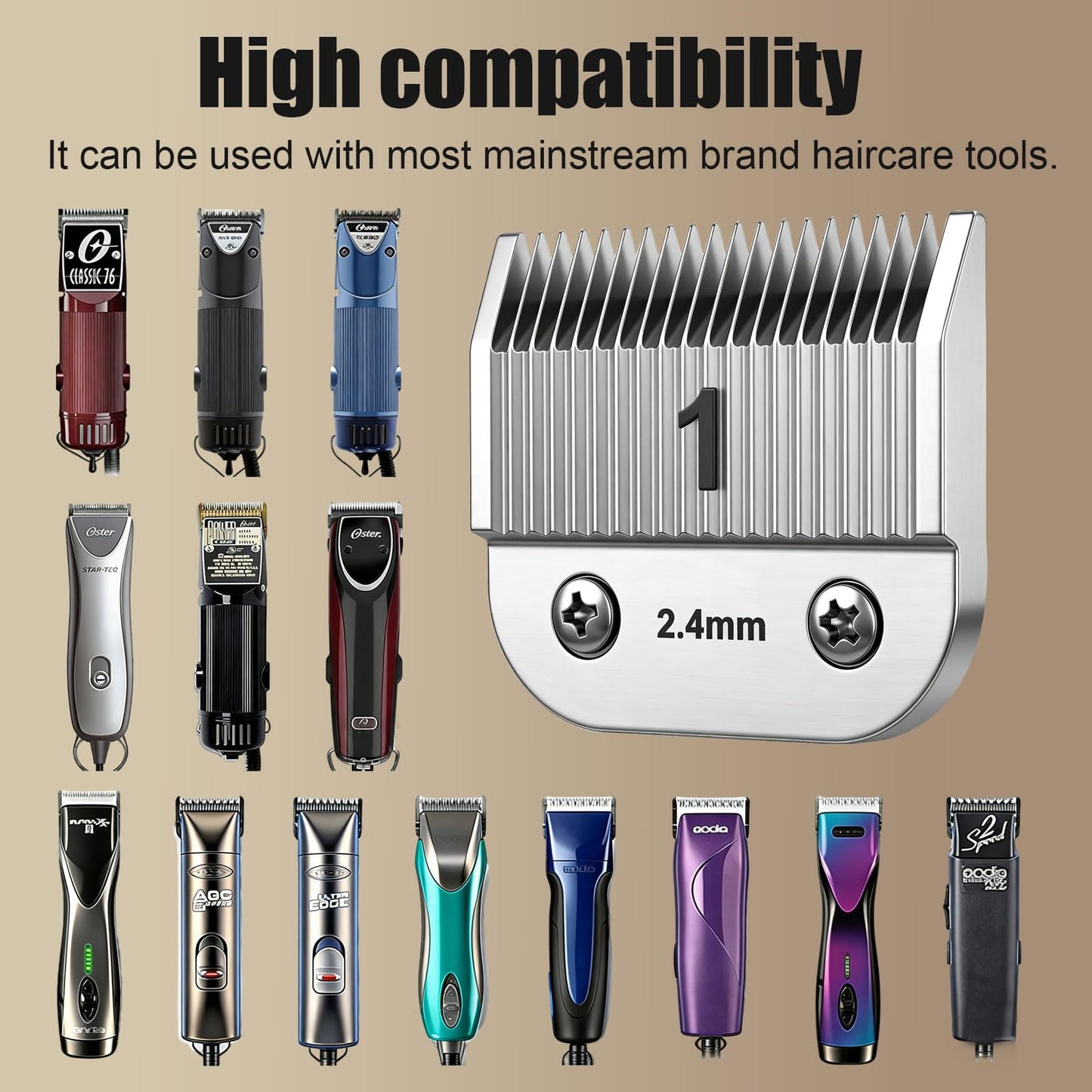 Ruzros Replacement Blades Compatible with Andis AGC,BDC,BGC,MBG Series Clippers Professional Detachable Oster Classic 76/Star-Teq/Power-Teq Clippers Cut Length 3/32-Inch (2.4mm)