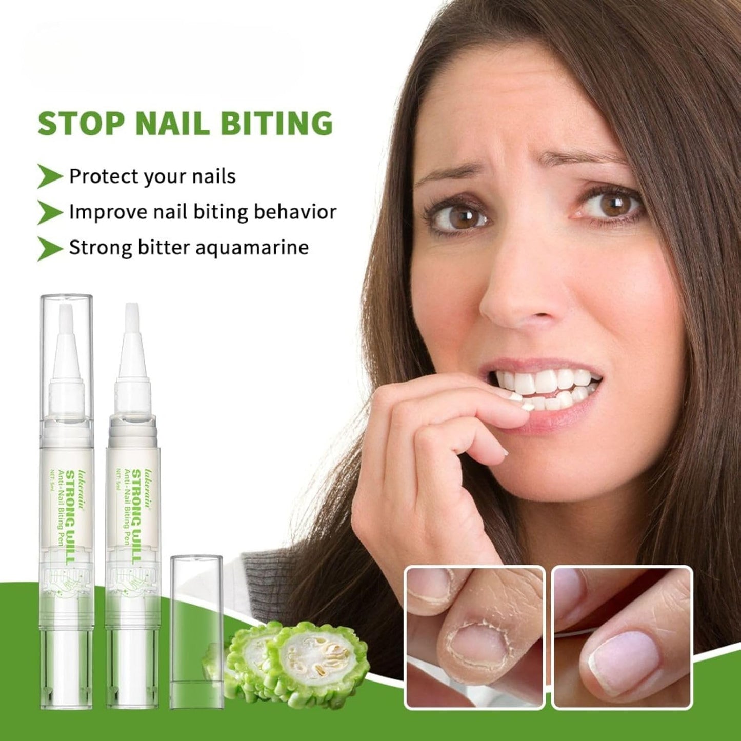 Anti-Nail Biting Pen - Bitter Taste Nail Polish & Nail Hardener | Habit Aid for Kids & Adults