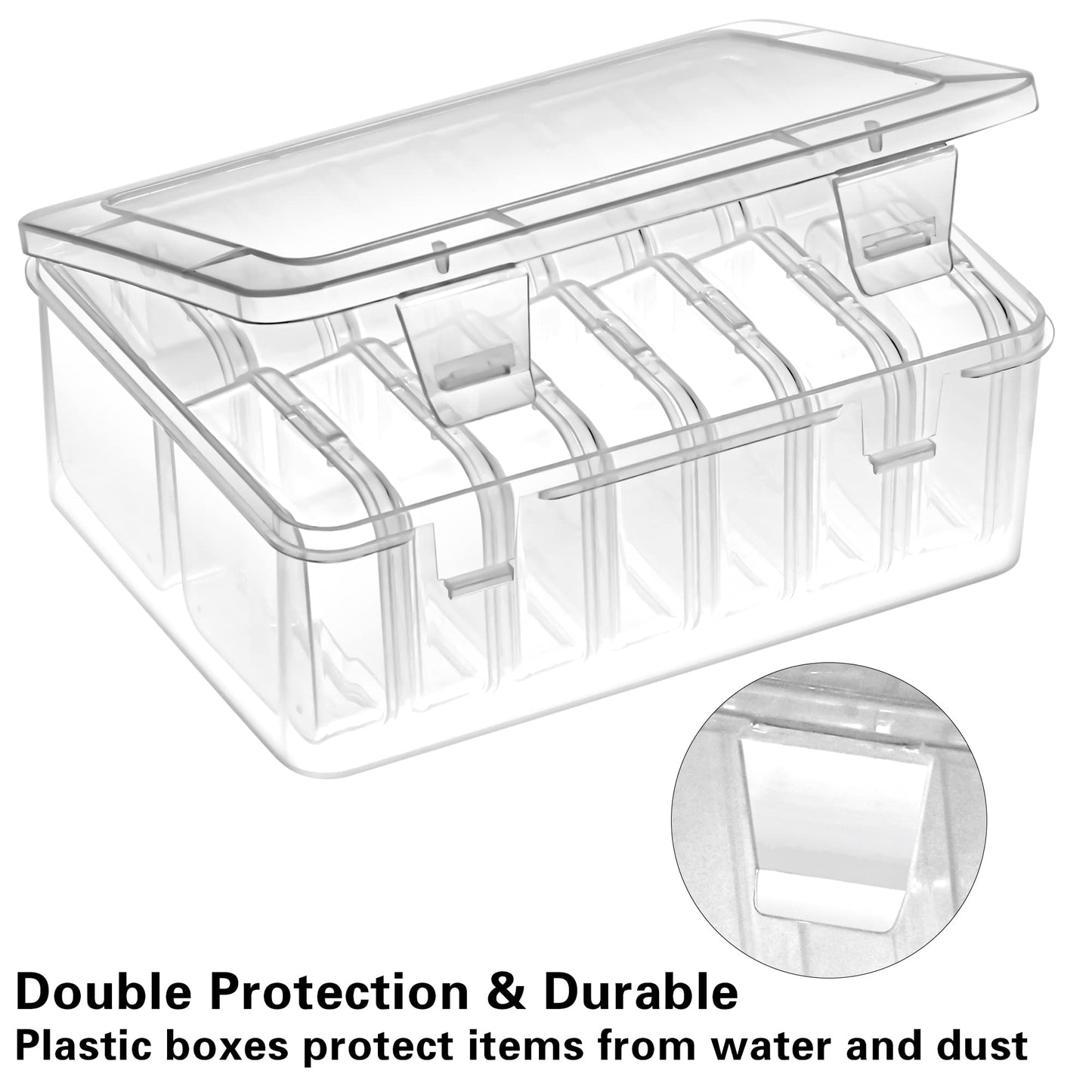 Mathtoxyz Small Bead Organizers, 14 Pieces Plastic Storage Cases Mini Clear Bead Storage Containers Transparent Boxes with Hinged Lid and Rectangle Clear Craft Supply Case