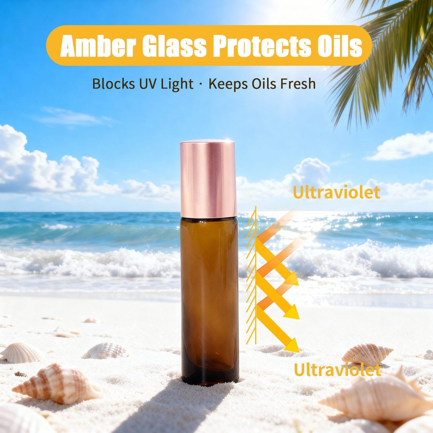 Warmify 8 Pack 10ml Rose Quartz Roll On Bottles for Essential Oils