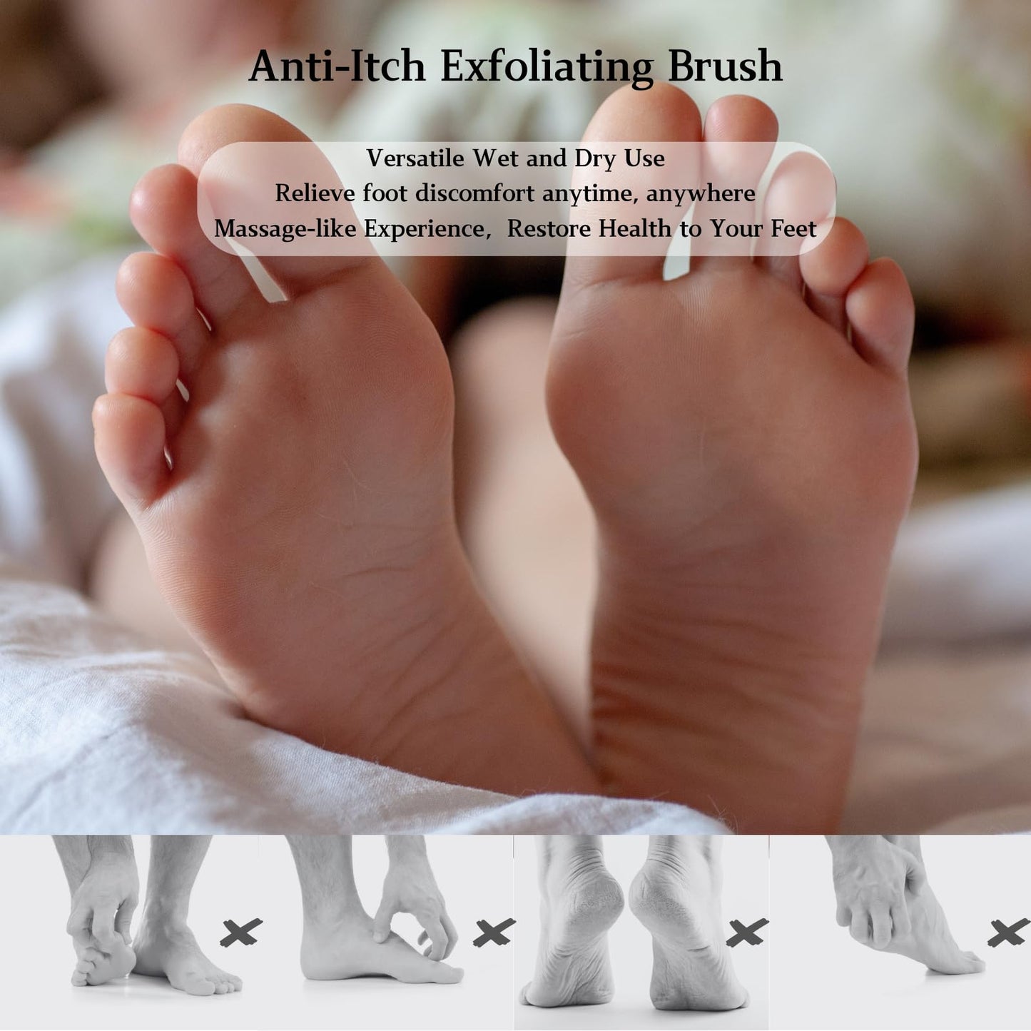 Nurlypop Toe Cleaning Brush with 15.7" Long Handle,Foot Scrubber in Shower,No Bending, Ideal for Seniors, Expecting Mothers, Men & Women | Foot Scrubber & Anti-Itch Exfoliating Brush (2 Pack) (Grey)