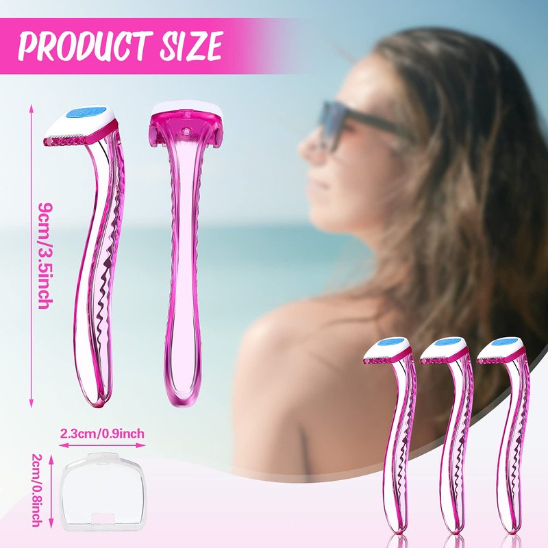 Honoson 16 Pcs Women's Disposable Bikini Razors, Sensitive Skin Shaving Kit with Protective Cover, Precision Trimmer for Beginners, Painless Hair Removal Travel & Gift Set(Rose Red)