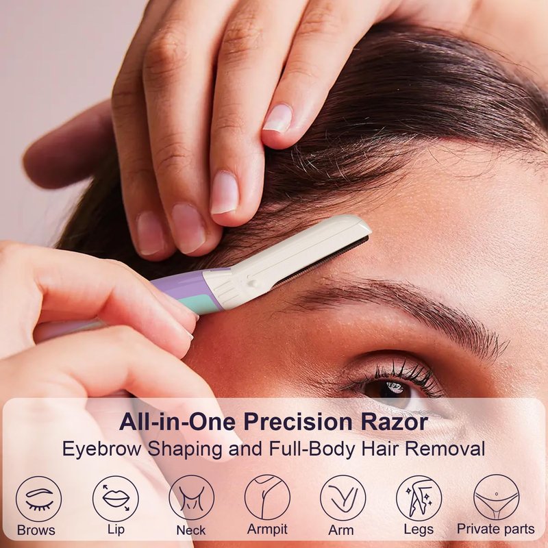 THURLADY Dermaplane Razor, Face and Eyebrow Razors for women, Exfoliating Facial Razor & Dermaplaner, Skin Care Tool for Smooth Skin, Gentle Exfoliation & Facial Hair Removal, (12 pcs, Wisteria)