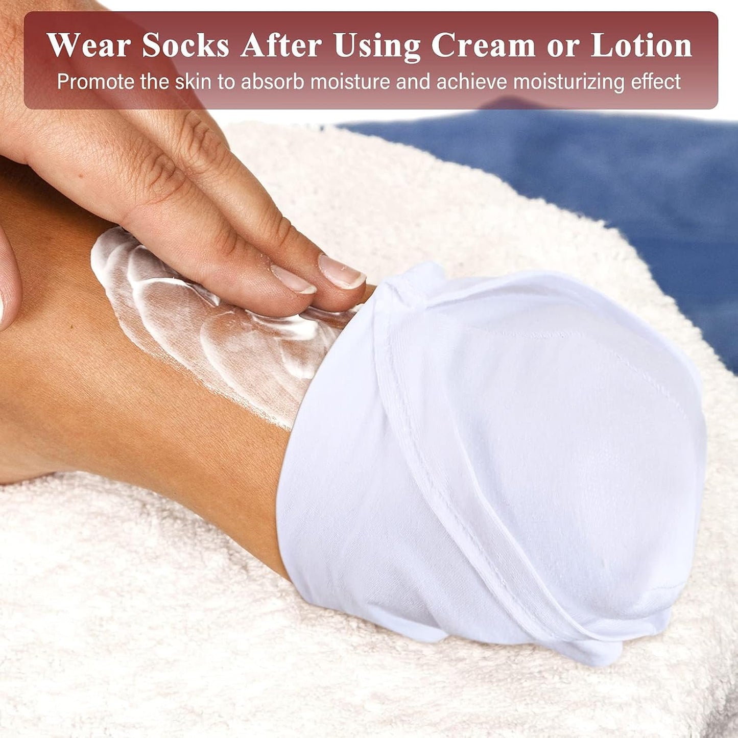 Moisturizing Spa Socks for Dry Feet - 6 Pairs Cotton Cosmetic Socks | Unisex, White