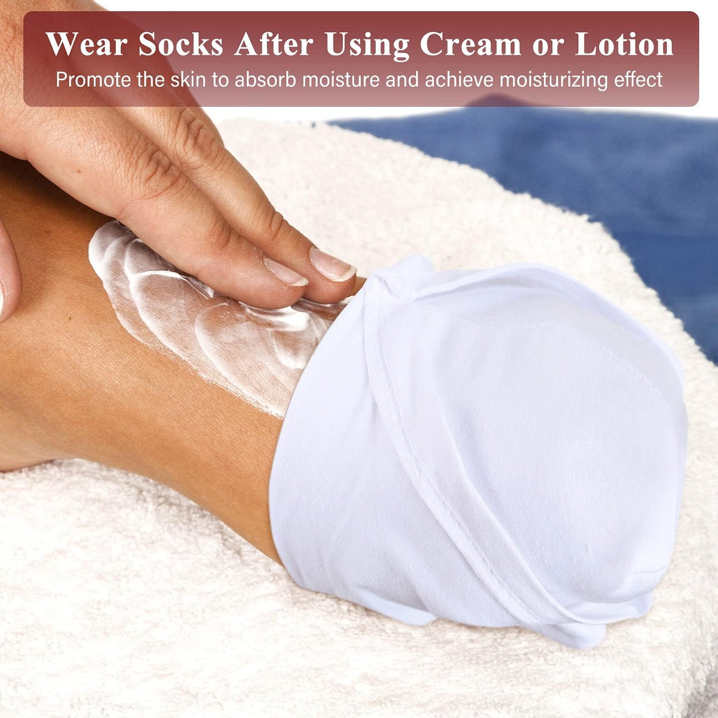 Geyoga 20 Pairs Moisturizing Socks Overnight for Dry Feet Spa Cotton Moisture Enhancing Cosmetic Socks for Women and Men, White