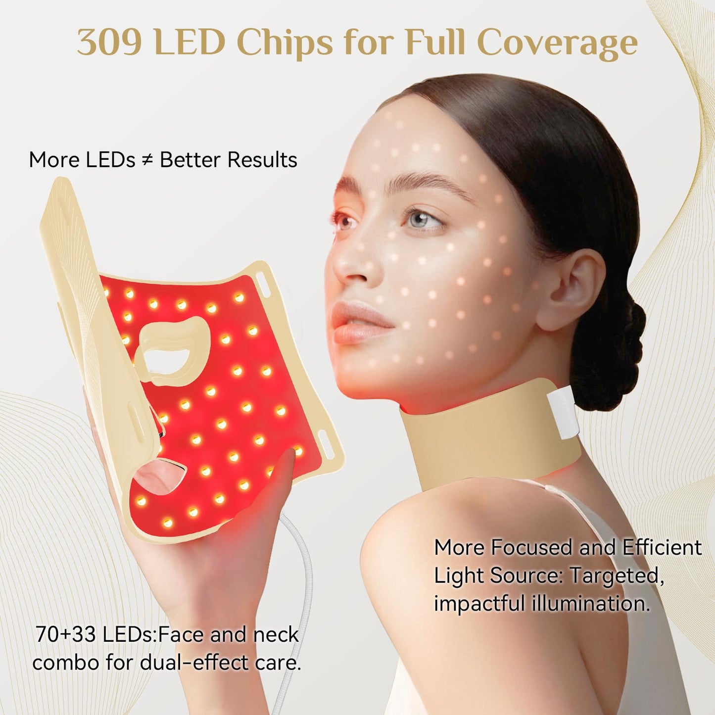 LED Light Therapy Mask Skin Care Mask, LED Red 630±5nm & NIR 830nm Wavelength for Home Use (OLIVE) (Cobalt Blue)