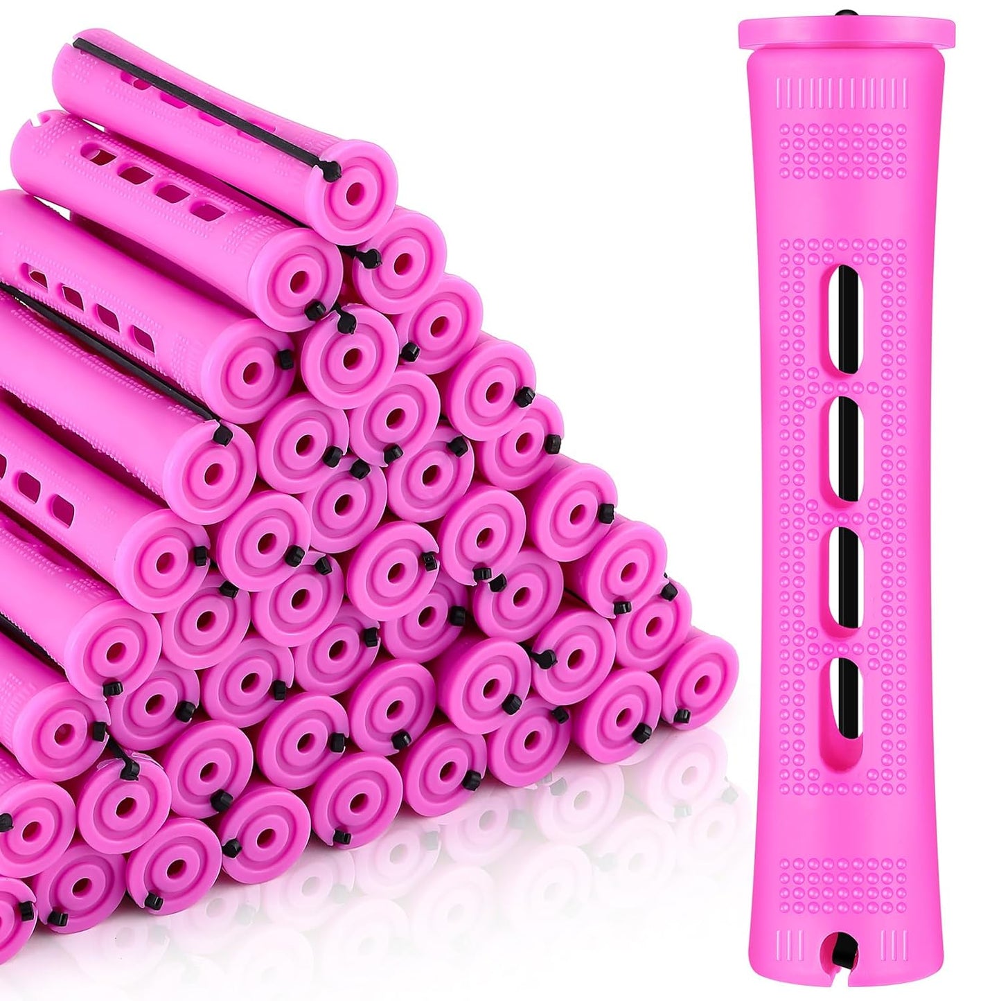 160 Pcs Perm Rods for Natural Hair - No-Heat Plastic Curling Rollers | 0.59 Inch, Grey