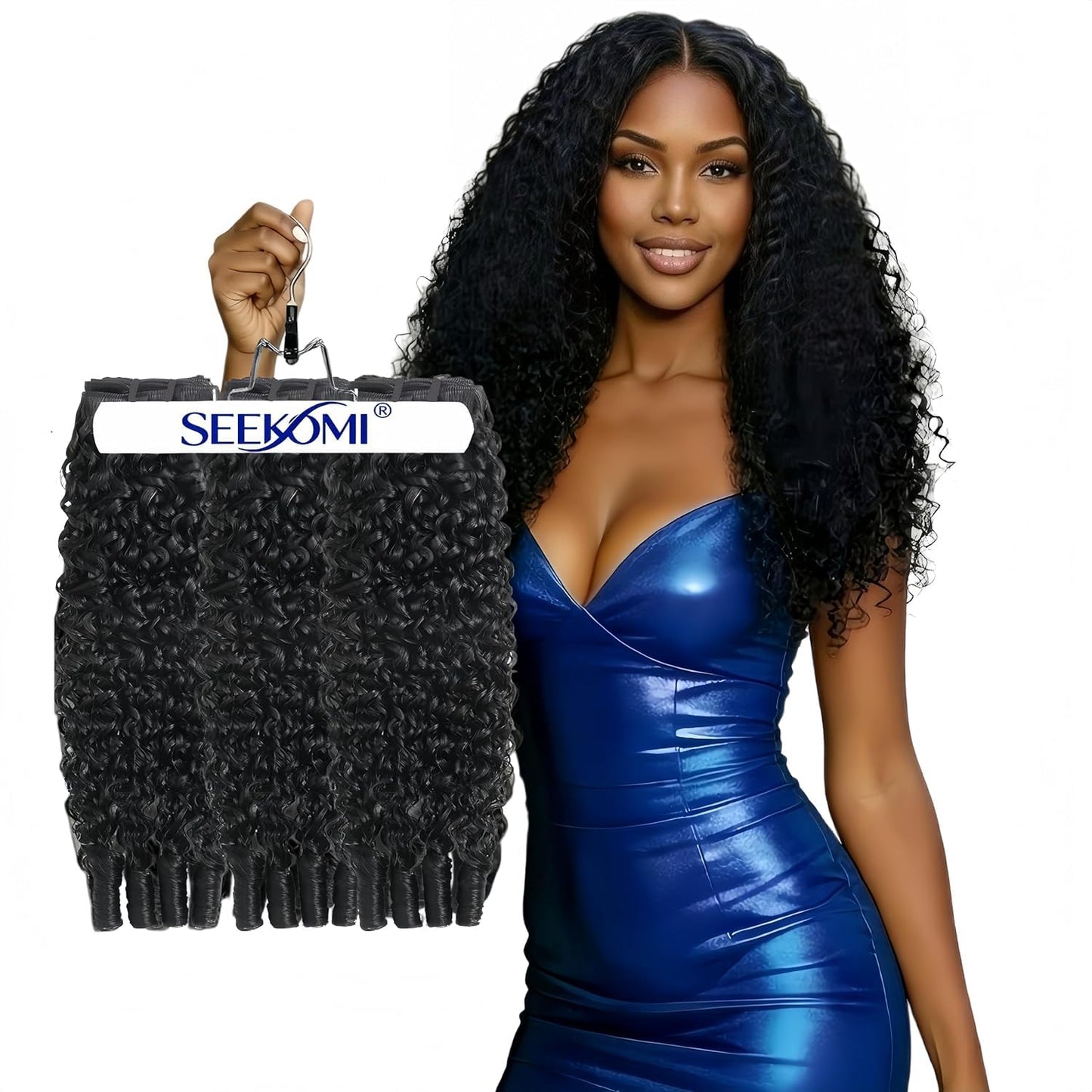 Burmese Curly Hair Bundles - 100% Virgin Remy Water Curly | 20, 22, 24 Inch, Natural Black, 300g