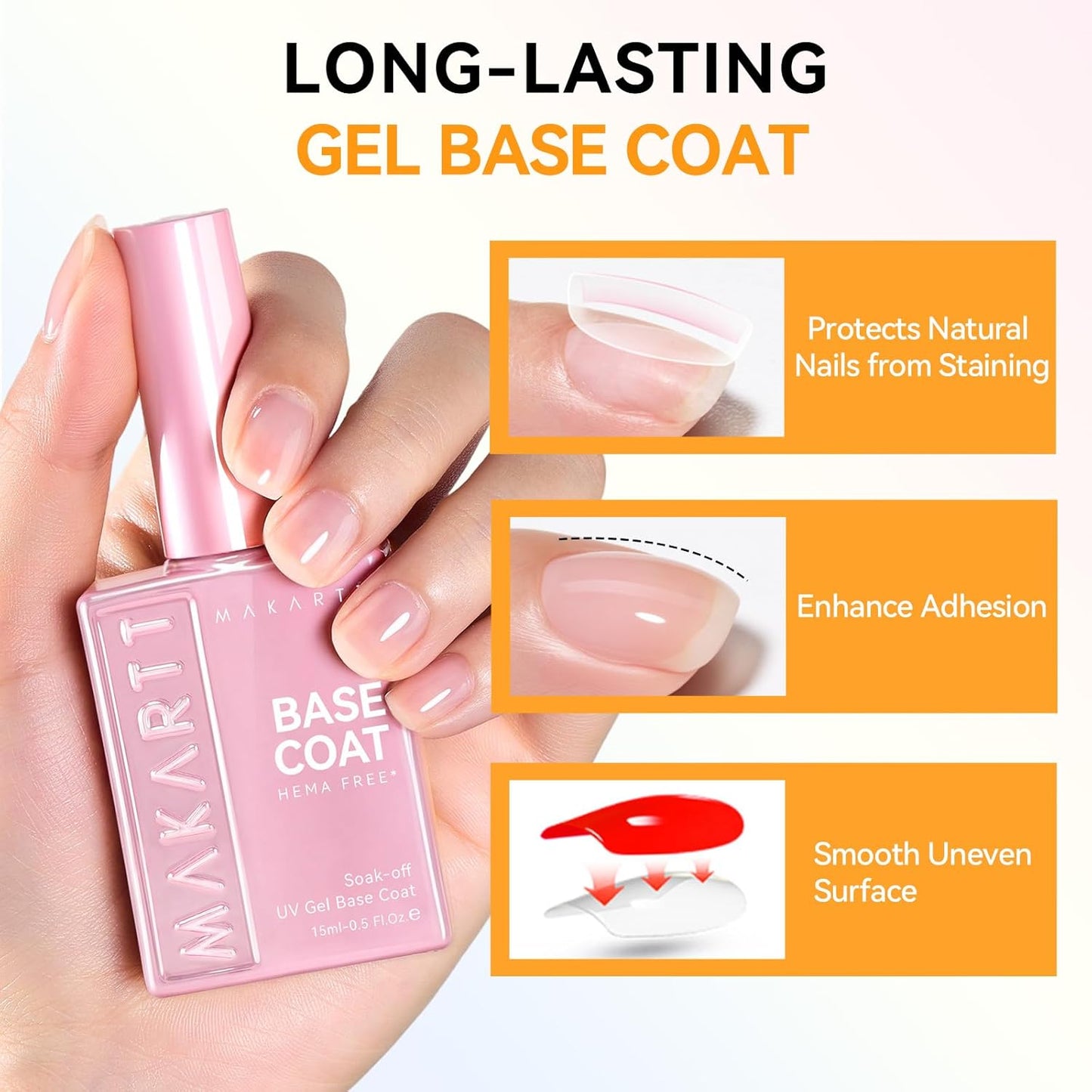 Gel Top and Base Coat Set - Hema-Free, No Wipe, Diamond-Shine | 2 PCS 15ml for Long-Lasting Nail Polish