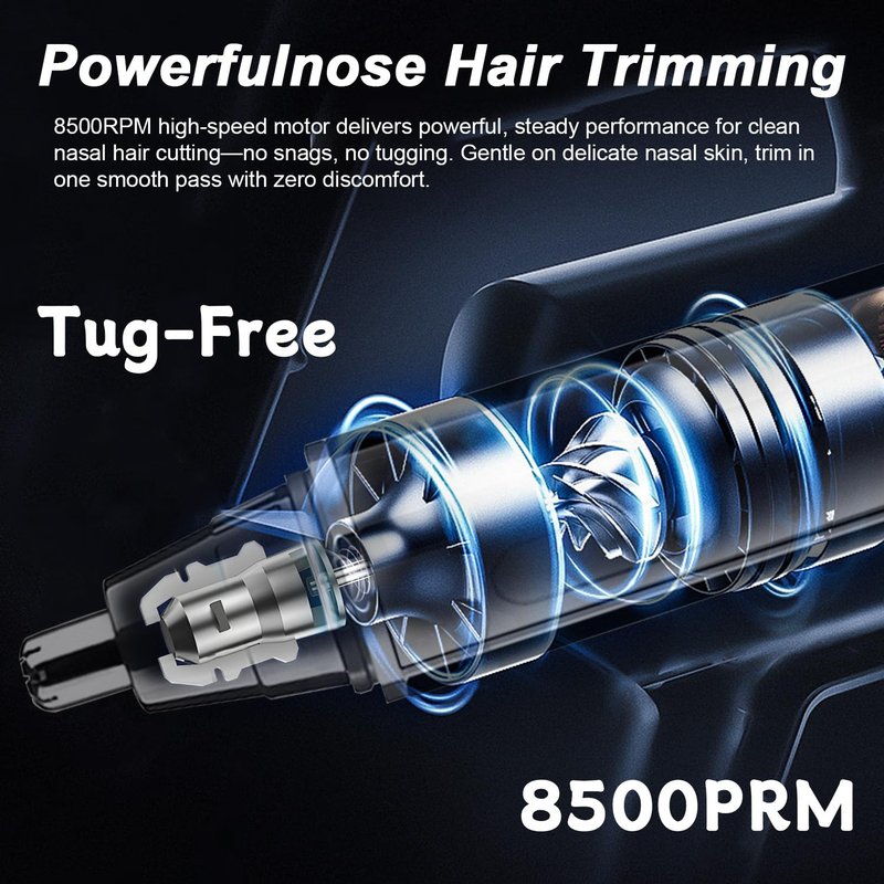 Joy RuDa Ear and Nose Hair Trimmer for Men: 2026 New Rechargeable 4-in-1 Ear, Nose, Eyebrow & Beard Trimmers 8500 RPM, LED Indicator & Waterproof Dual Edge Blades (Black)