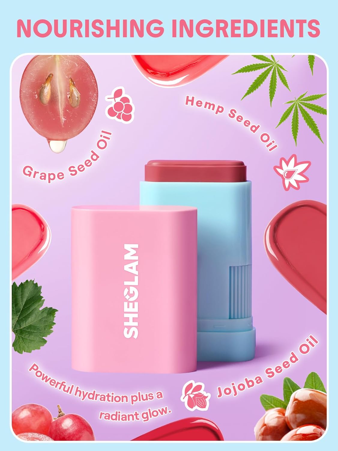 Glass Glow Blush Stick - Waterproof Cream Blush for Cheeks & Lips | Hydrating Tinted Moisturizer - Pink Lemonade