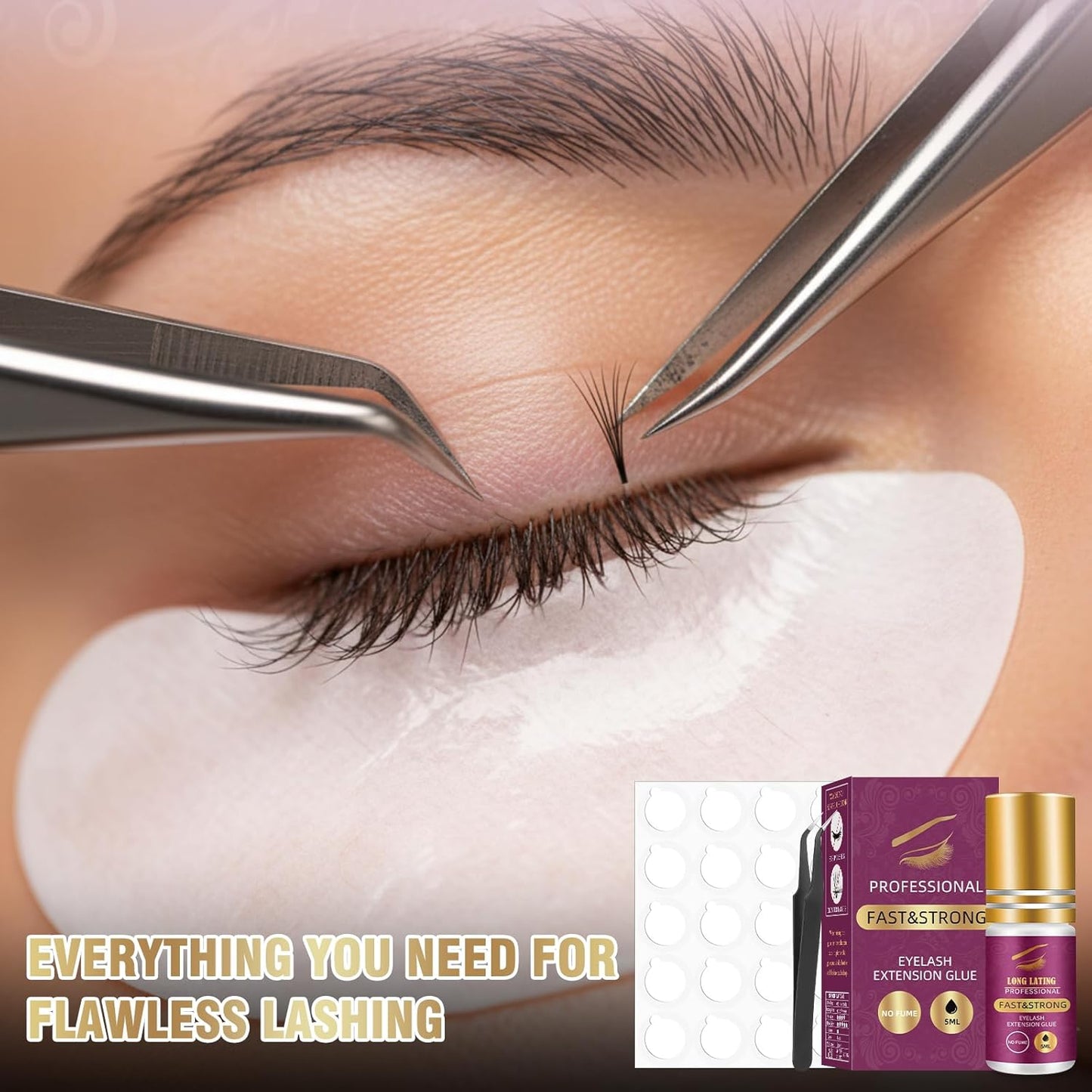 Sensitive Lash Extensions Glue - Fast Dry, Strong Hold, Low-Fume Waterproof Adhesive | 5ml, No-Irritation for DIY & Professional Use