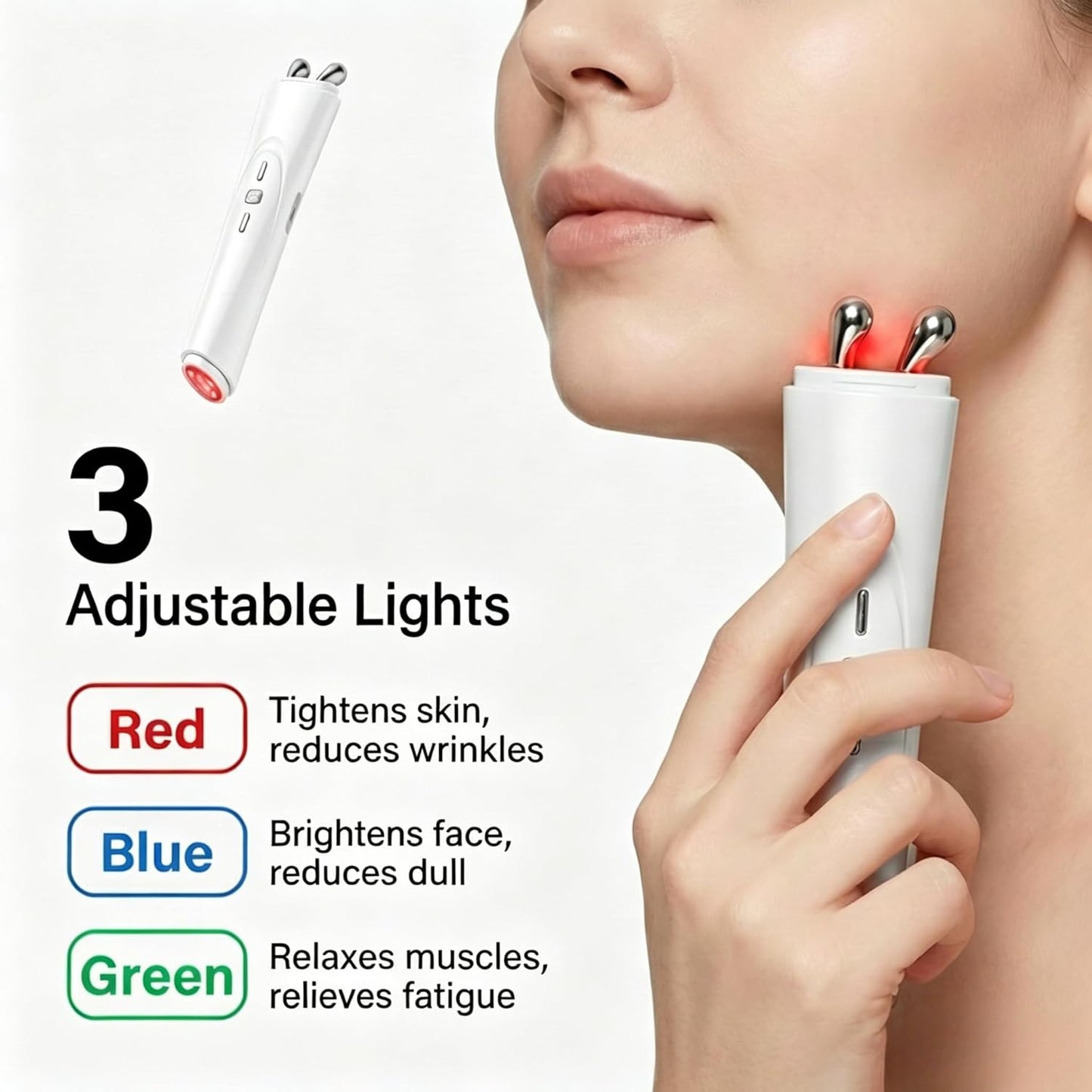 2-in-1 Facial & Eye Massager - Red Light, Rotation & Vibration for Puffiness Relief | Sculpting Tool for Fine Lines & Wrinkles