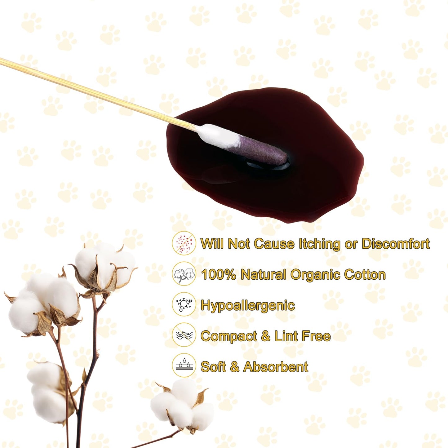 Eyxformula 400 Pcs Long Cotton Swabs for Dogs and Cats – 6 Inch Bamboo Sticks with Soft Cotton Buds for Ear, Eye, and Paw Cleaning – Includes 300 Standard Tips and 100 Extra-Long Tips