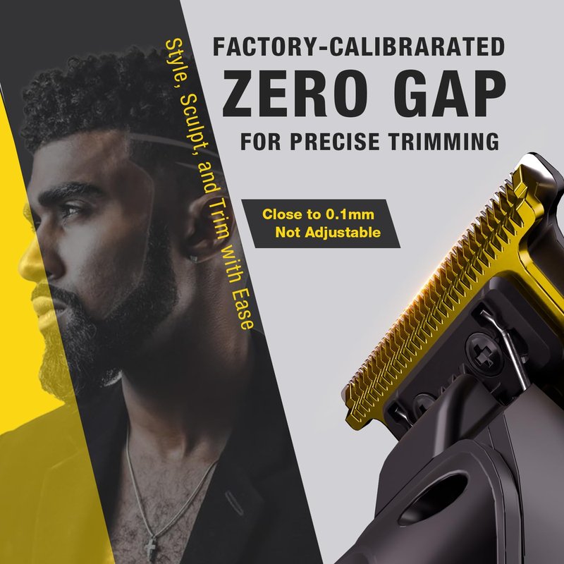 SUPRENT Hair Trimmers for Men - Electirc Cordless Beard Hair Trimmer with LED Display, High-Performance Rechargeable Zero-gapped Trimmer for Home Use with Titanium Blades (Black)