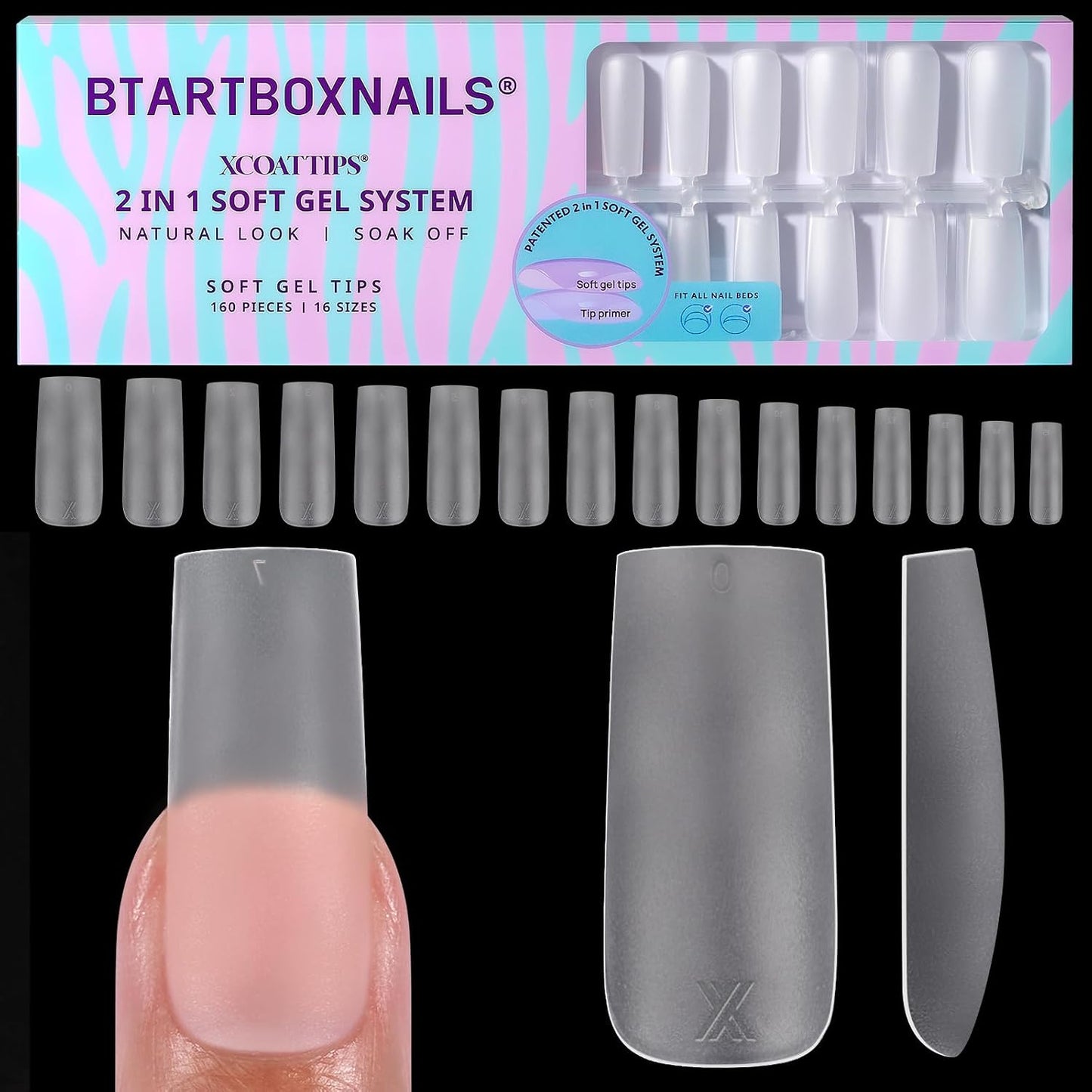 BTArtbox Press-On Nails - 5 Shades of Nude Long Stiletto | 16 Sizes for Easy Application & 4-Week Wear