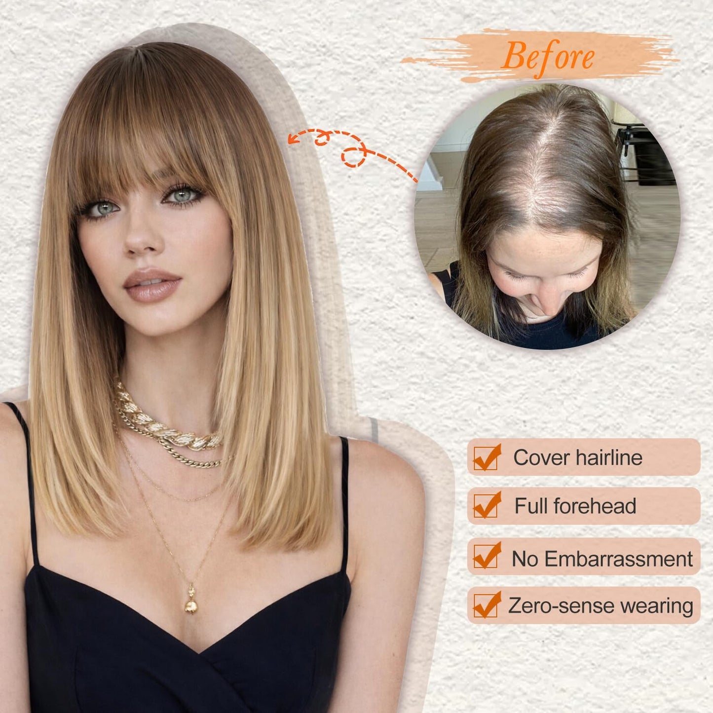 Sakuraaa Hair Toppers for Women with Thinning Hair 14inch Toppers With 6.5 ×6.5" Large Base Long Straight Layered Premium Synthetic Hair Pieces