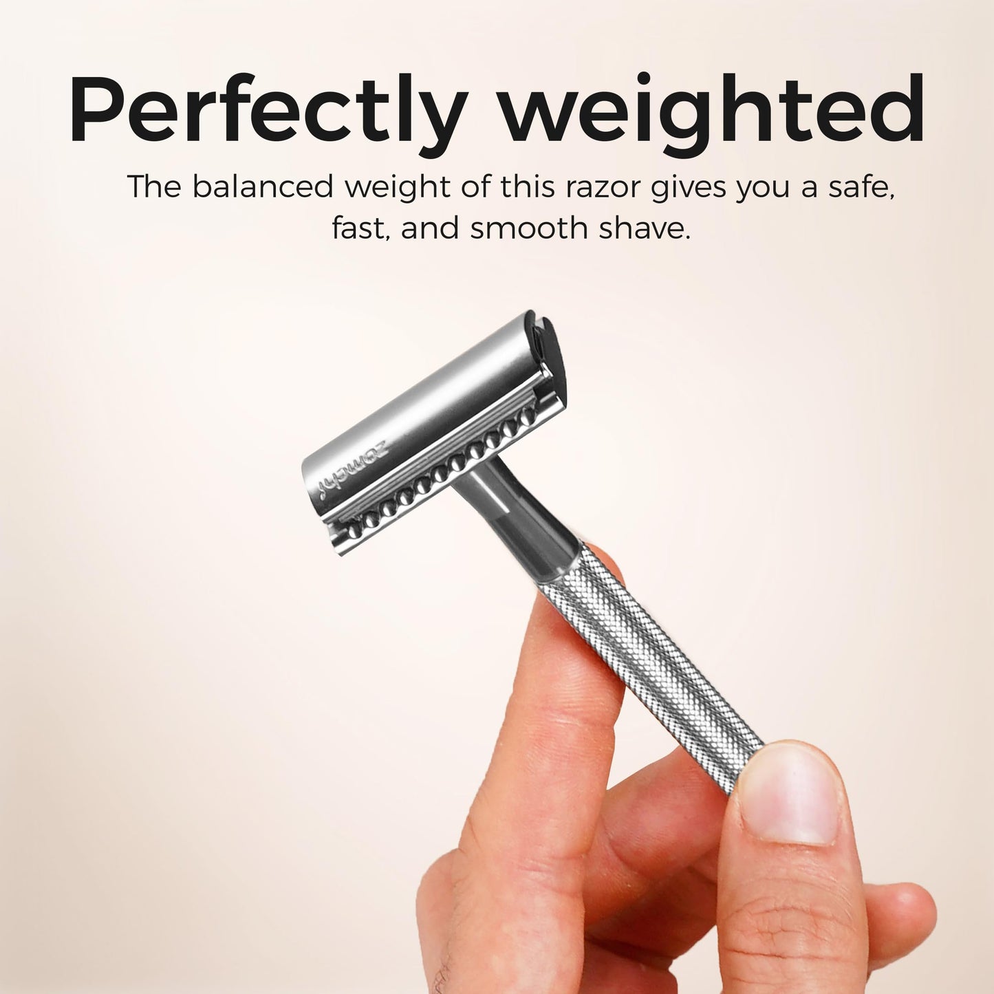 ZOMCHI Double Edge Safety Razor for Men & Women, Metal Razor with 5 Double Edge Safety Razor Blades, Silver