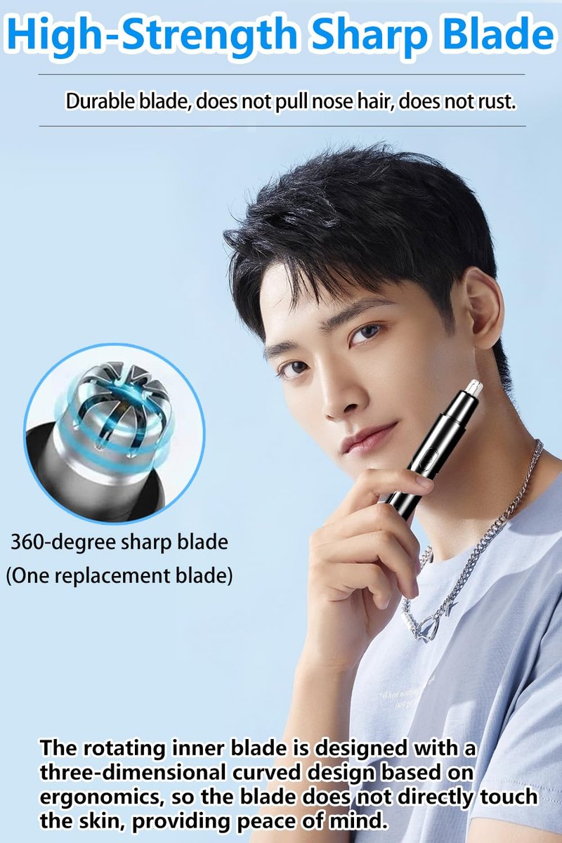 HILIYOT Nose Hair Trimmer, USB Rechargeable, Professional Painless Ear Hair Trimmer, for Men Women, Powerful Motor, Dual-Edge Blades for Smoother Cutting, Low Noise, Black