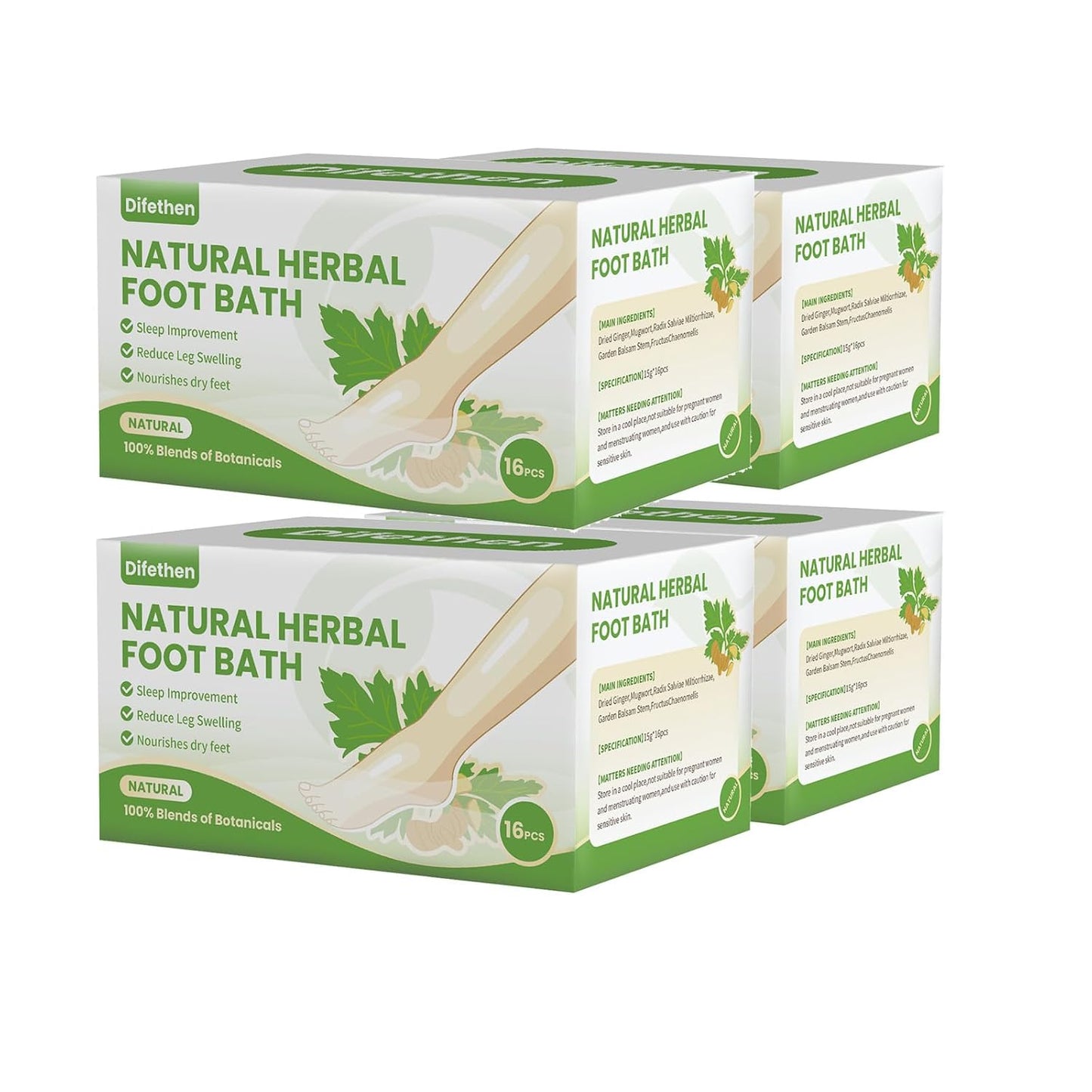 Mugwort Herbal Foot Soak - Lymphatic Ginger Bath Bag for Anti-Swelling | 15g x 10 Packs