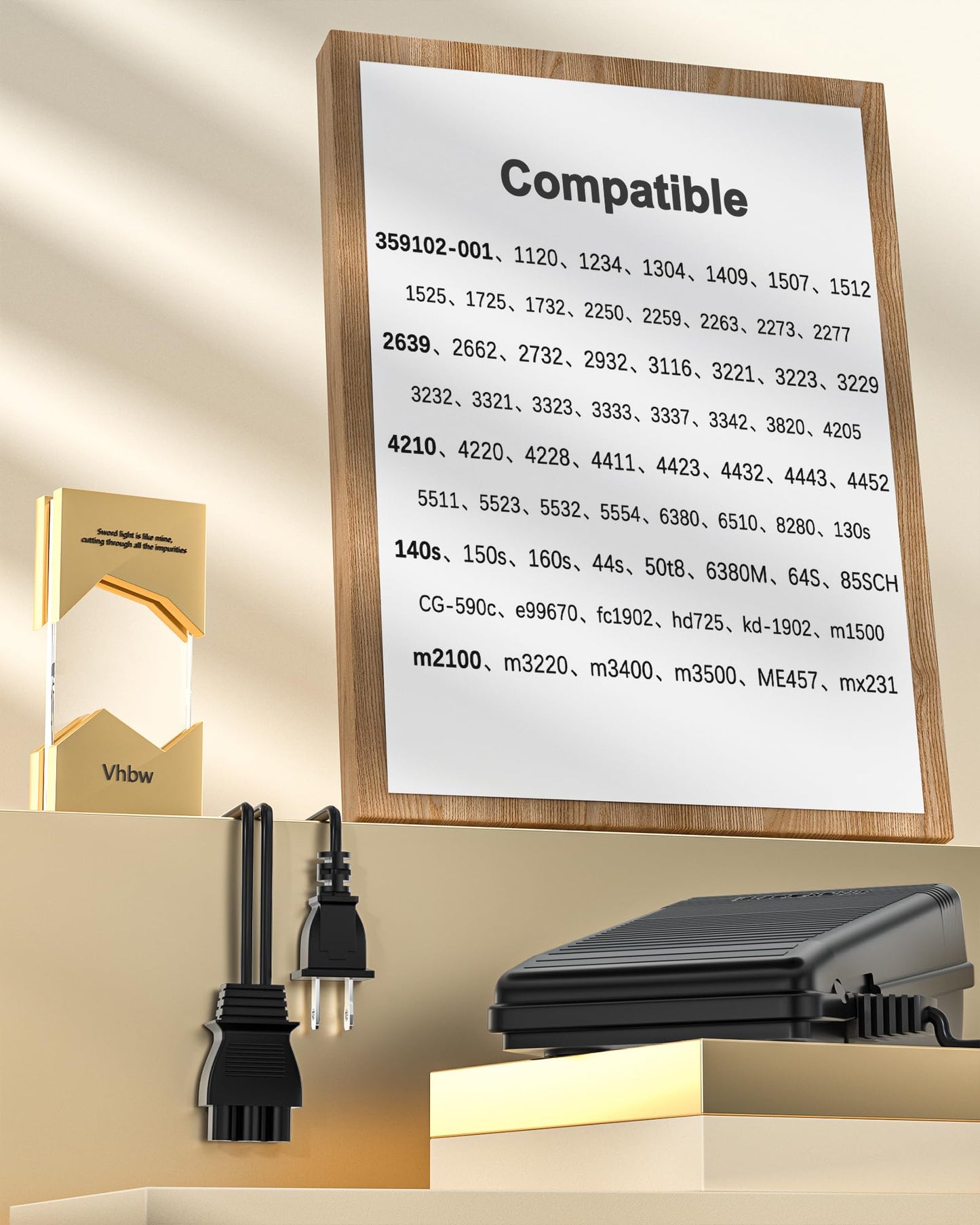 VHBW for Singer Sewing Machine Foot Pedal,359102-001 Compatible with Singer 2263,4423,e99670, 8280,4452,2277,4411,3116,3337,1304,M3220,3342,4432,1120,50t8,3232, D-Shape Plug Foot Pedal