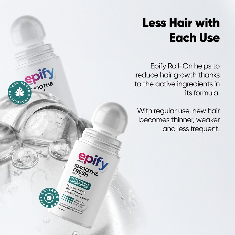 Epify Smooth & Fresh Roll-On, Eliminates Unwanted Hair, Controls Odor and Sweat, Smoothes Underarm, Reduces Ingrown Hair, 1.69 Fl Oz (6)
