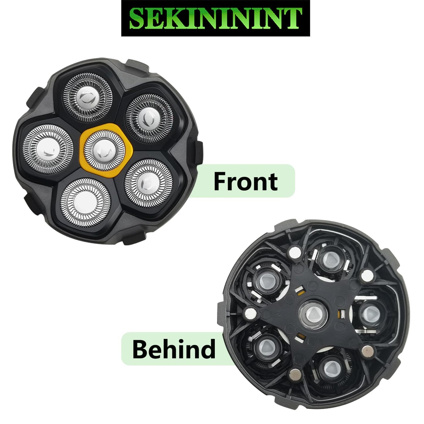 SEKINININT 6D Magnetic Replacement Shaving Heads 2PCS Washable for Bald Men's Electric Razors