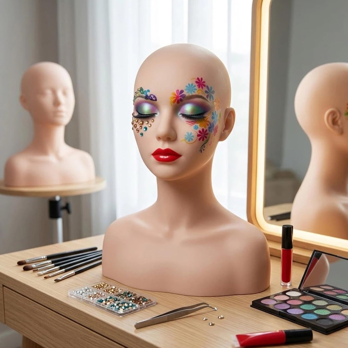 Lwuey Esthetics Mannequin Head with Shoulders, Silicone PVC