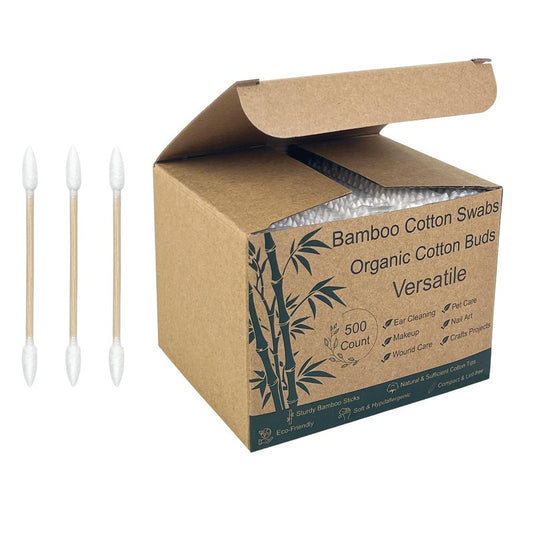 Garrelett 500 Count Pointed Cotton Swabs, Pointy Tip Precision Cotton Swabs with Sturdy Bamboo Handles, Soft Lint-Free Tips for Makeup Touch-Ups, Nails, Piercing Aftercare and Beauty Detailing