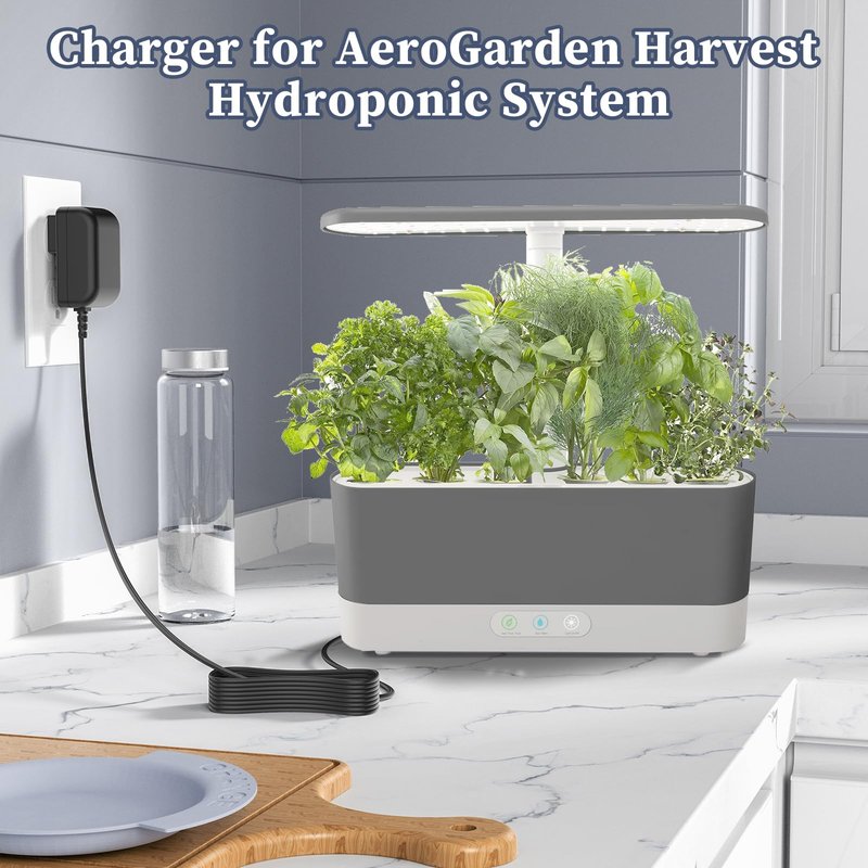 DONYOIE 12V Charger for AeroGarden Harvest 360 Slim Elite 100690-BLK 100691 100692-BLK 100693-PPL 100694-BLK 100695-PPL Power Cord Replacement AC Adapter DC Adaptor Supply