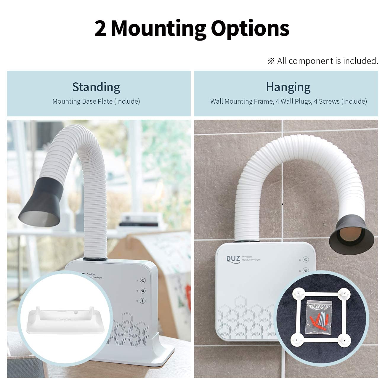 DUZ V2 Super Quiet Hands-Free Pet Dryer: Low-Noise Dog Dryer for Grooming, Reduces Labor & Stress, Ideal for Small Dogs and Cats, 1-Year Warranty