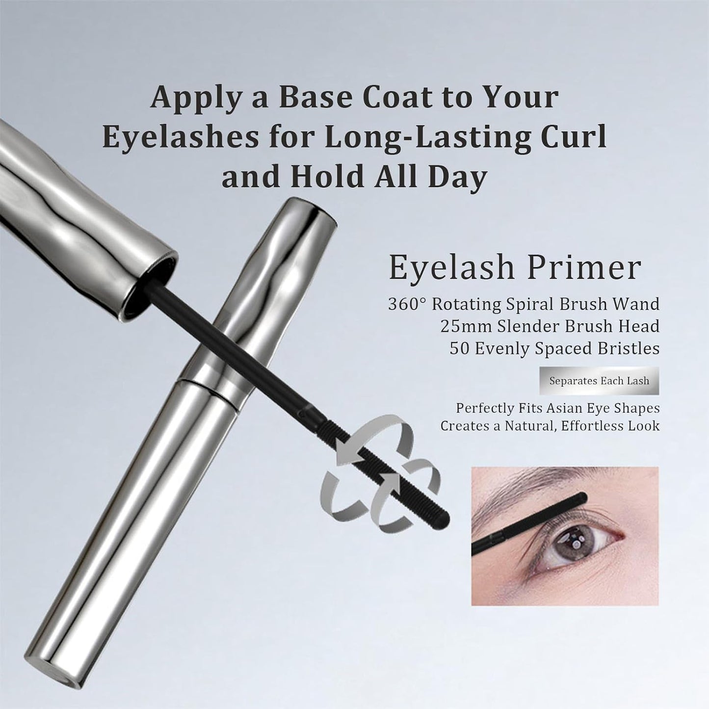 Waterproof Fiber Mascara - Smudge-Proof Eyelash Primer Base Coat for Voluminous, Long Curling Lashes | Clump-Free, Flake-Resistant Formula (1pc)