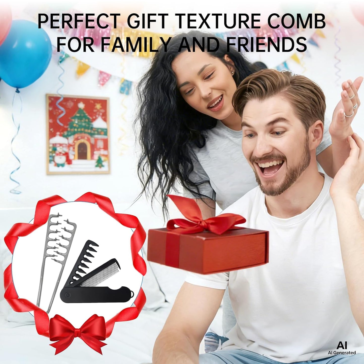 Volumizing Texture Comb Set for Men - Travel Folding Design | Dual-Purpose Wide & Fine-Toothed Comb