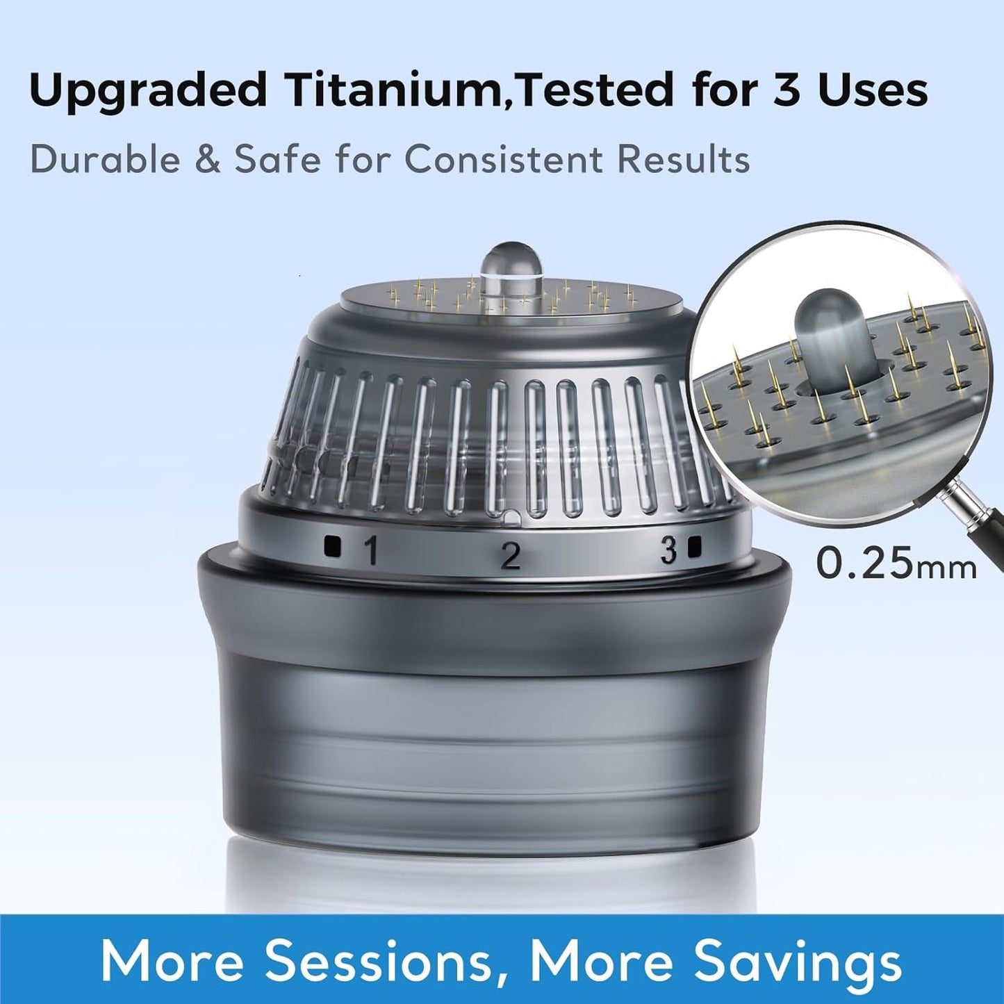 Micro Infusion System - Titanium Microneedle Derma Stamp with Biotin Peptides Serum | 0.25mm Scalp Treatment for Thicker Hair