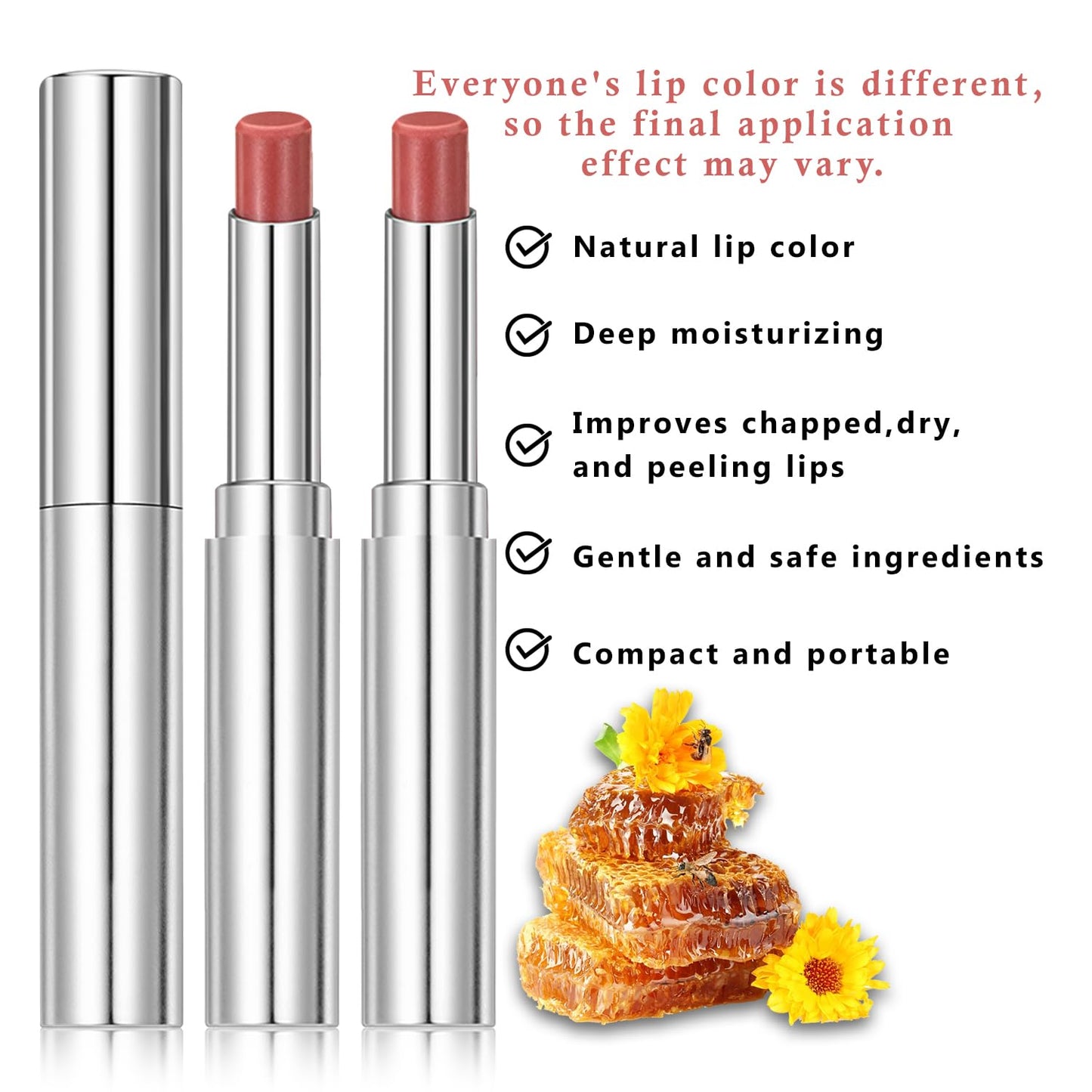 Pink Honey Lipstick | Moisturizing Lip Color & Nourishing Balm for All Skin Tones - Long-Lasting, Non-Sticky (2 Pcs)