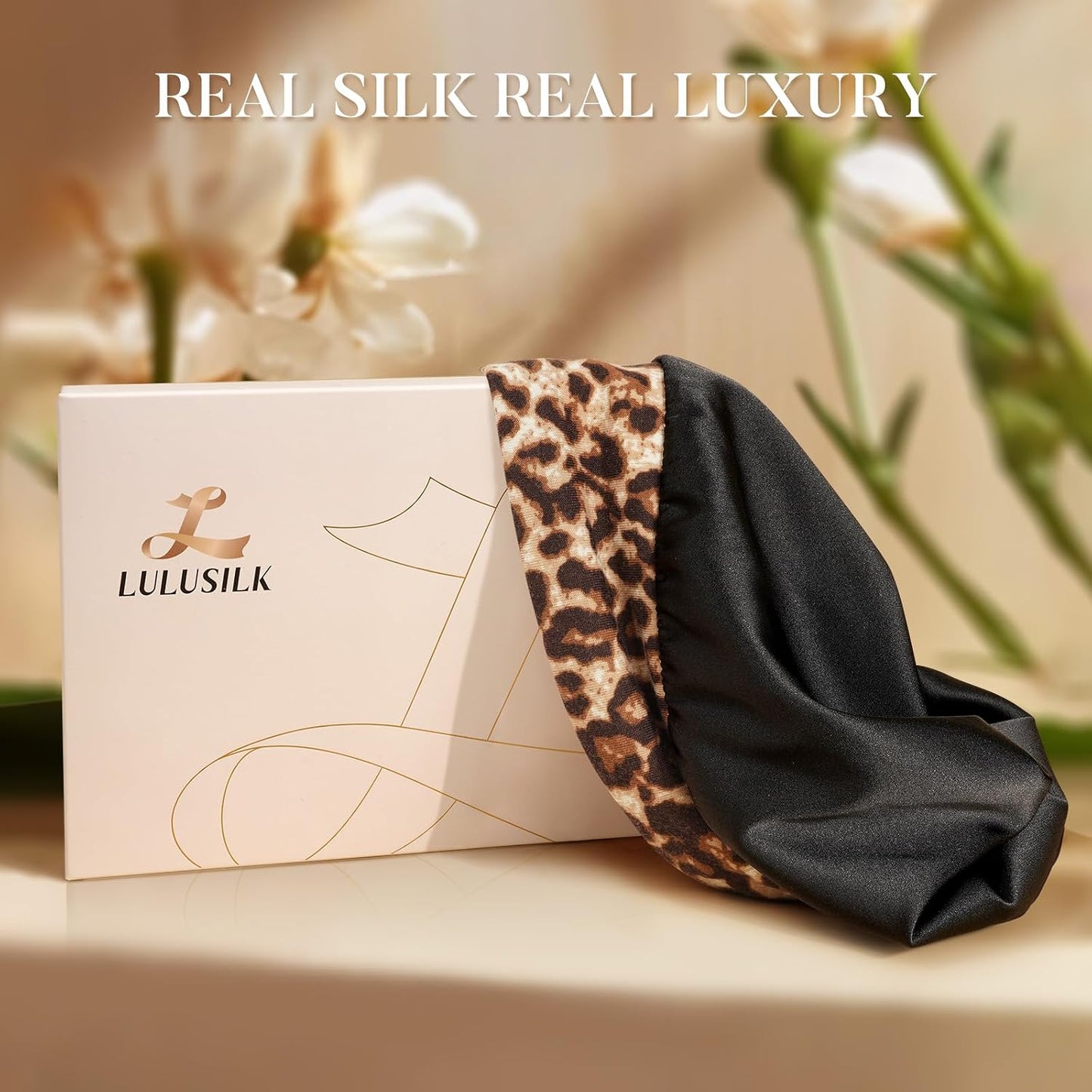 100% Mulberry Silk Bonnet for Sleeping - Adjustable Night Cap | Brown Leopard, Pack of 1