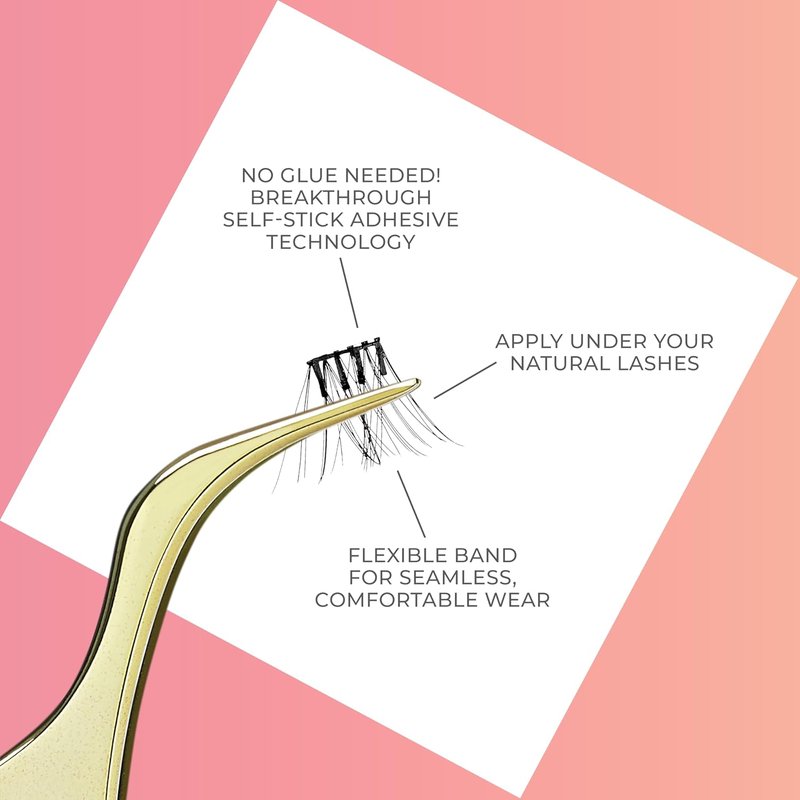 Kiss Impress Falsies Eyelashes - Self-Adhesive Natural Volume Lashes, 12mm-14mm, Black | No Glue Needed, Invisible Band