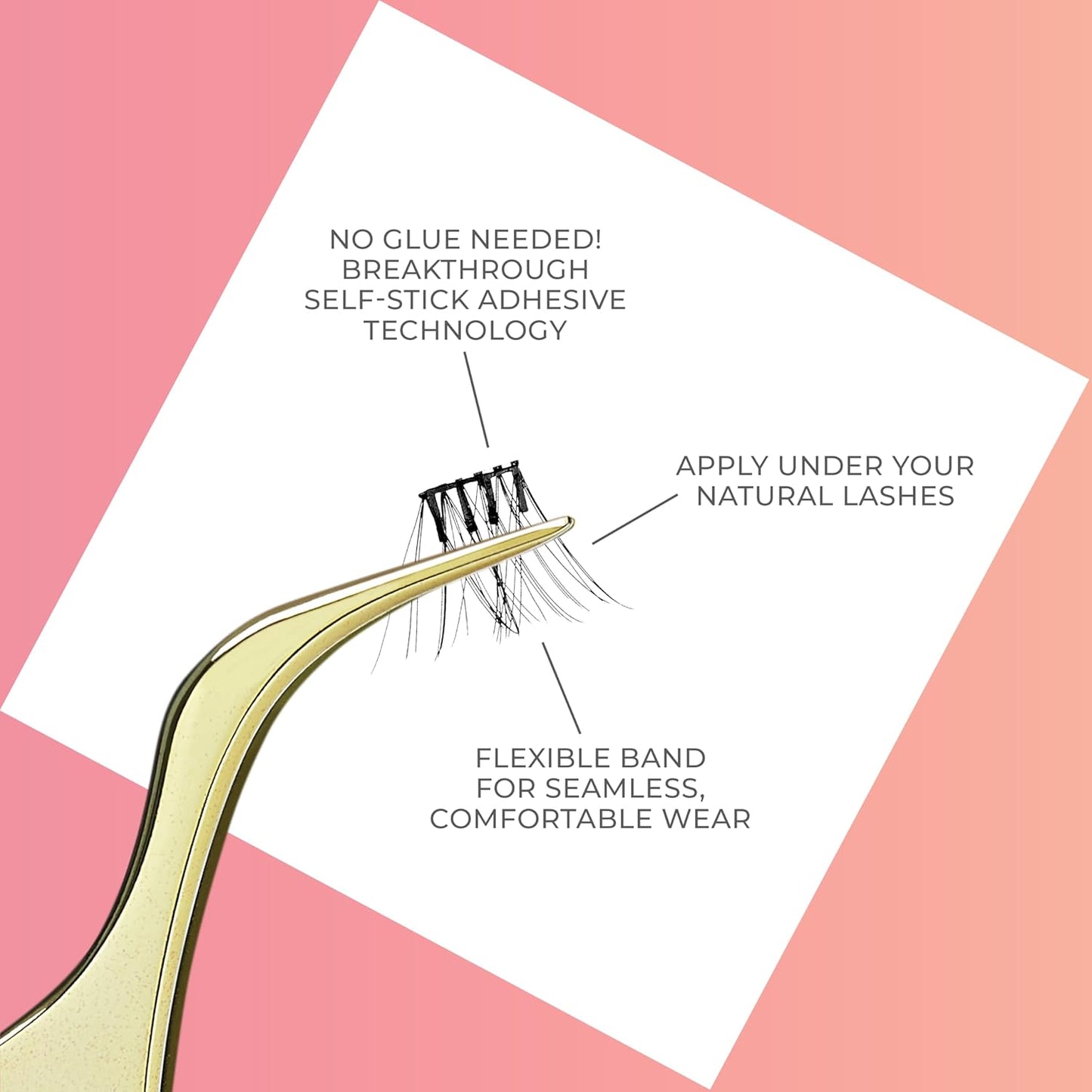 Impress Falsies Press-On Eyelashes - Natural Volume, No Glue Needed | 12mm-14mm Black Lash Clusters