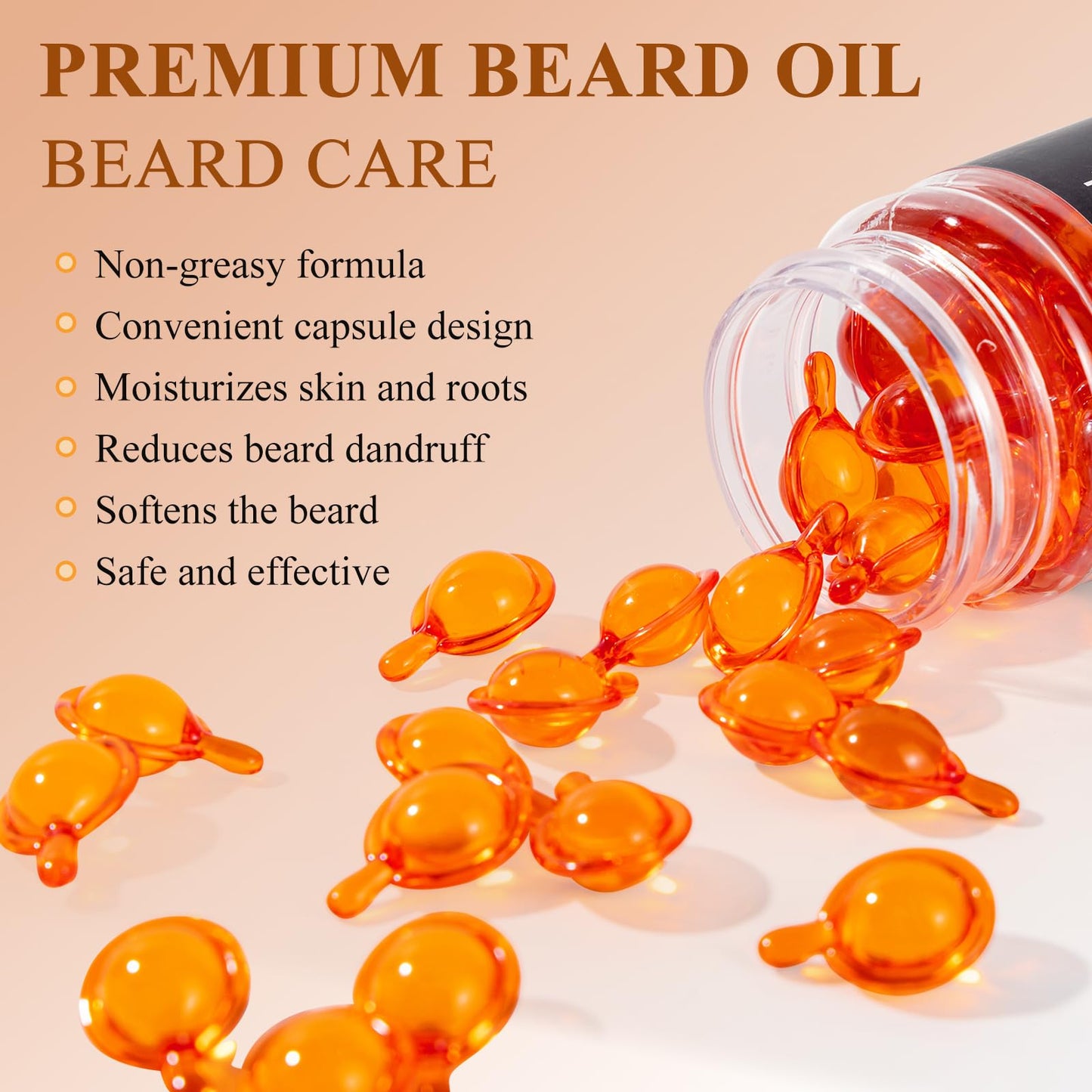 Varolan Mens Beard Oil Capsules,Natural Beard Oil for Men,Naturally Ingredients with Argan Oil,Grapeseed Oil,Jojoba Oil and Vitamin E for Softening and Moisturizing Beard (Cedarwood)