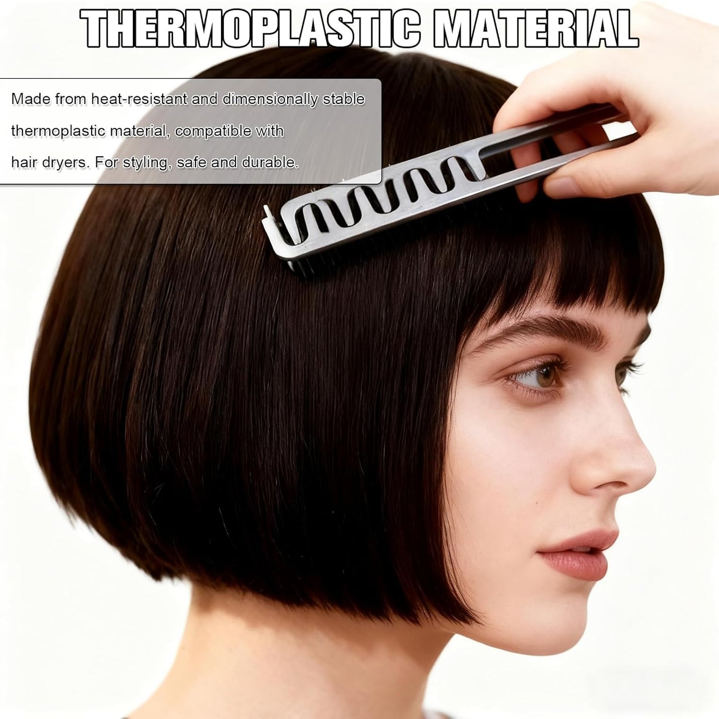Volumizing Wide-Tooth Hair Styling Comb - Fluffy Fringe Parting Brush for All Hair Types | Grey