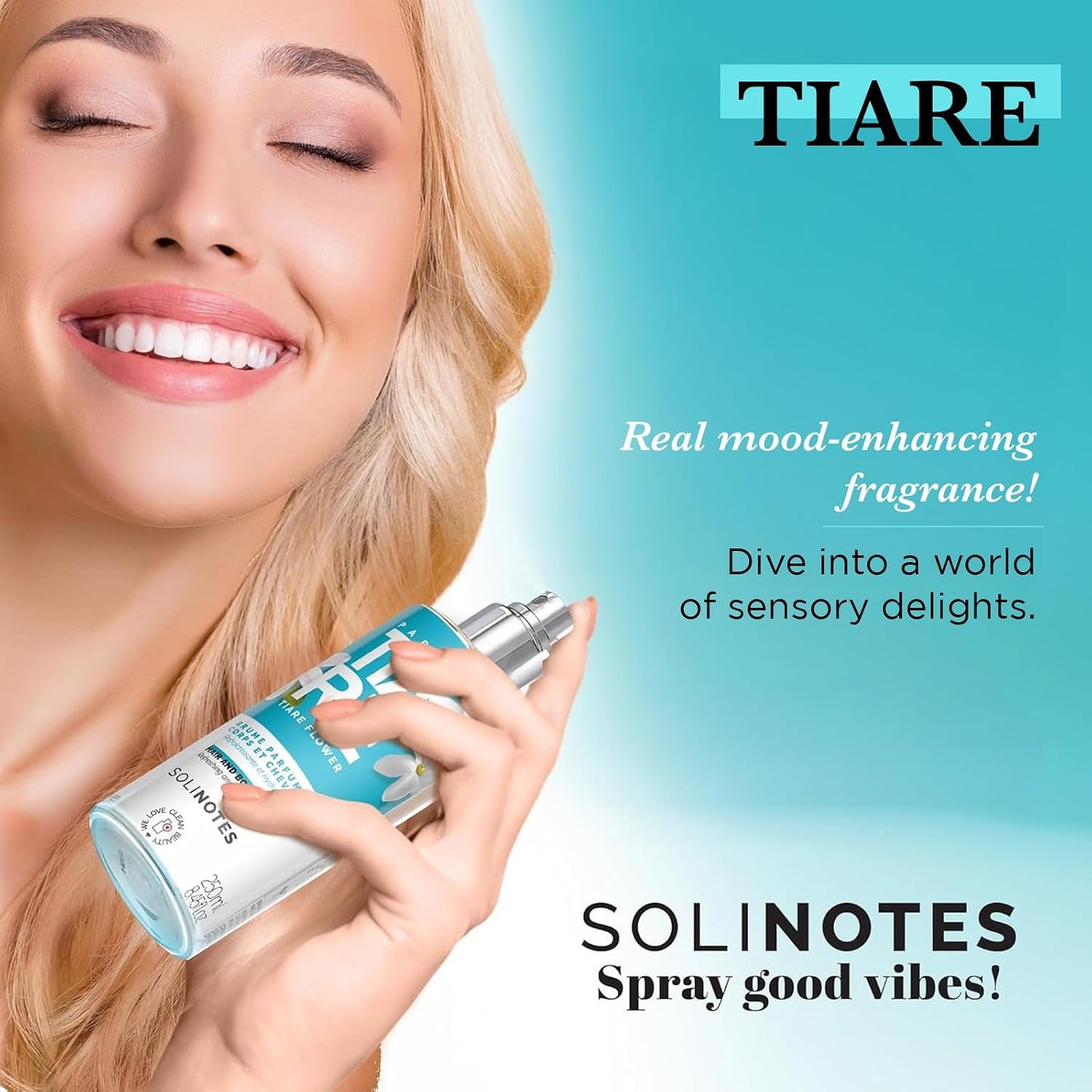 Tiare Body & Hair Mist - Tropical Vanilla Floral Perfume Spray | Alcohol-Free Hydrating Formula, 8.45 Fl Oz