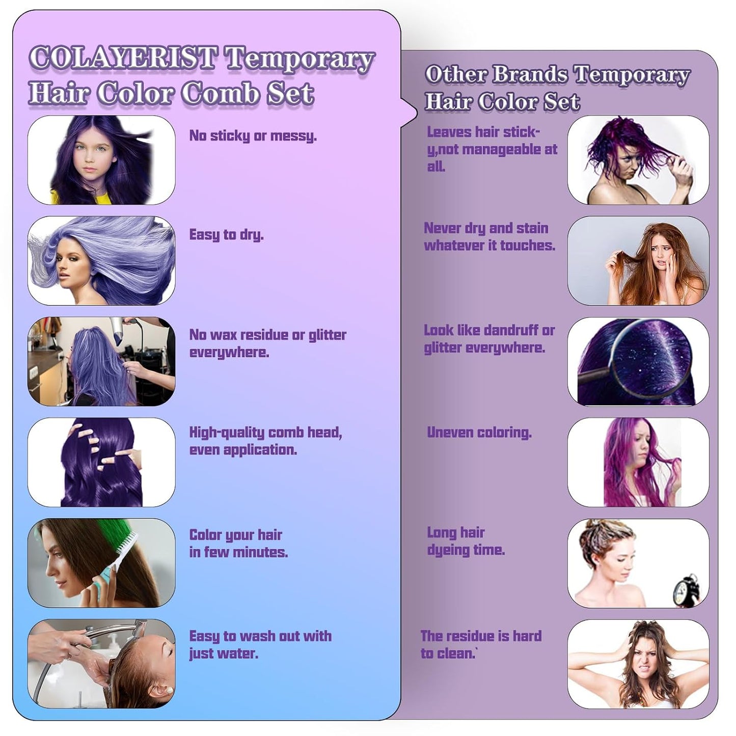Temporary Hair Color Wax Kit - 4 Washable Hair Dyes in Green, Blue, Pink & Purple | Perfect for Kids & Adults 6-13 Years