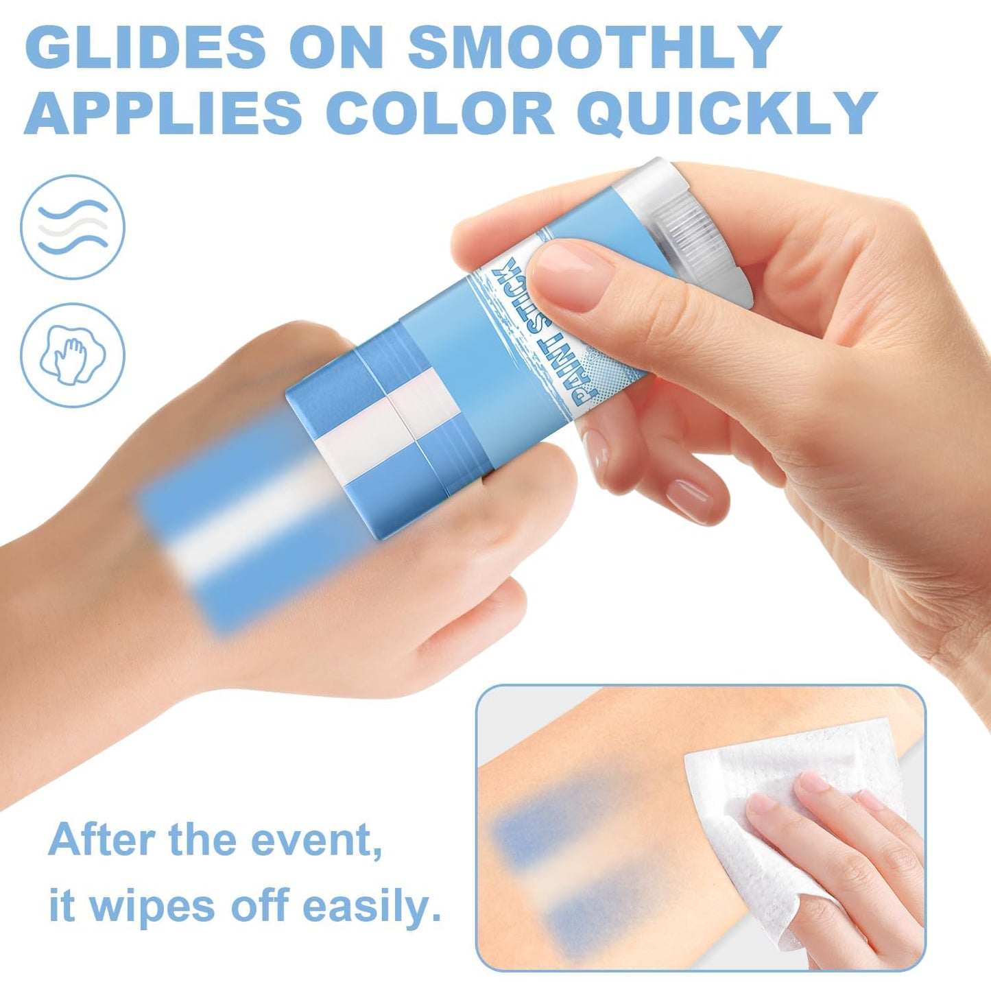 Blue White and Blue Argentina Face Paint Stick for World Cup Fans, Sweatproof & High Pigment Sports Face Body Paint Sticks for Football, Rugby, Softball, Baseball, Lacrosse, Party Accessories